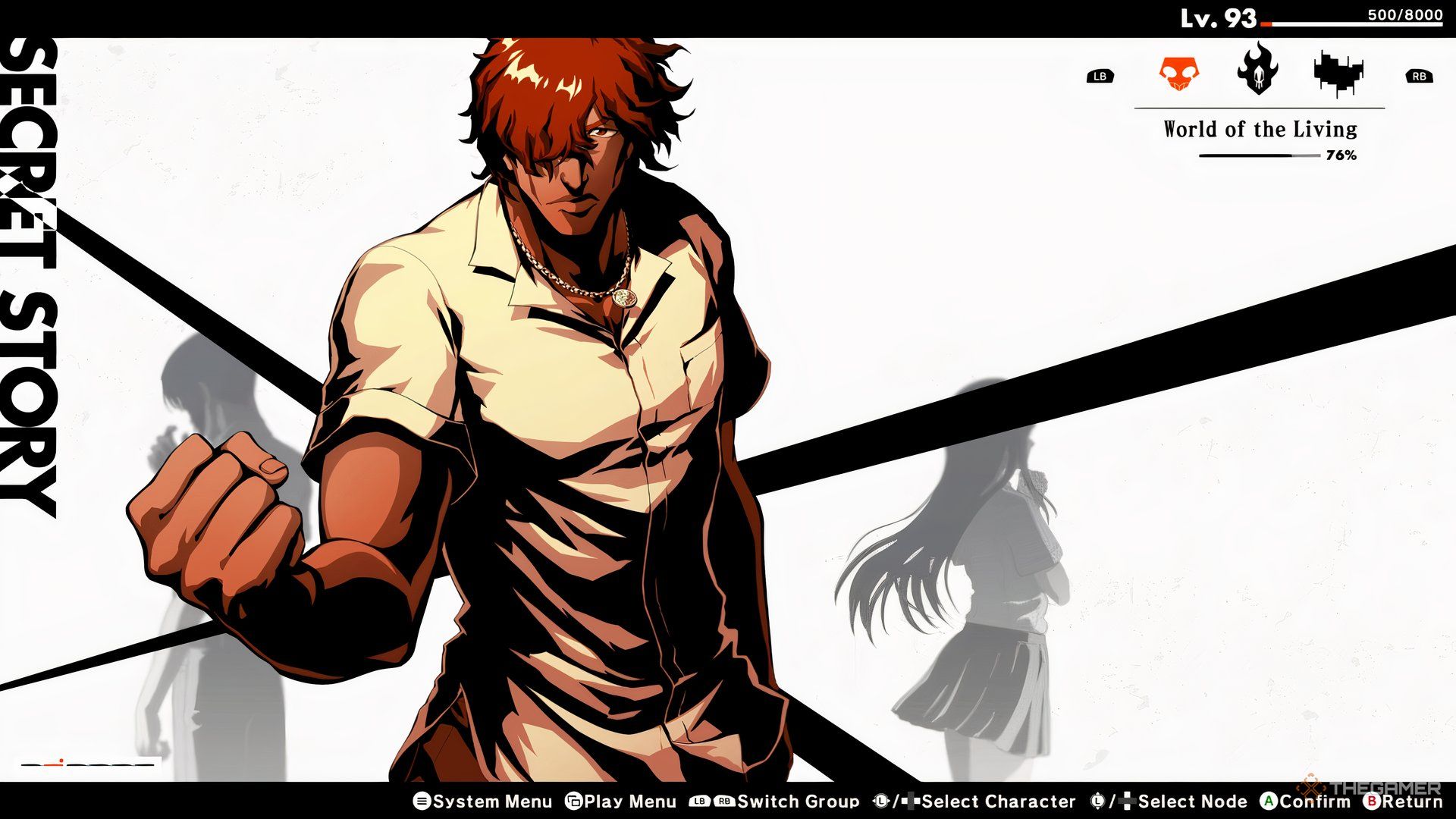 Yasutora Sado clenching his fist on his Secret Stories page in Bleach Rebirth of Souls.