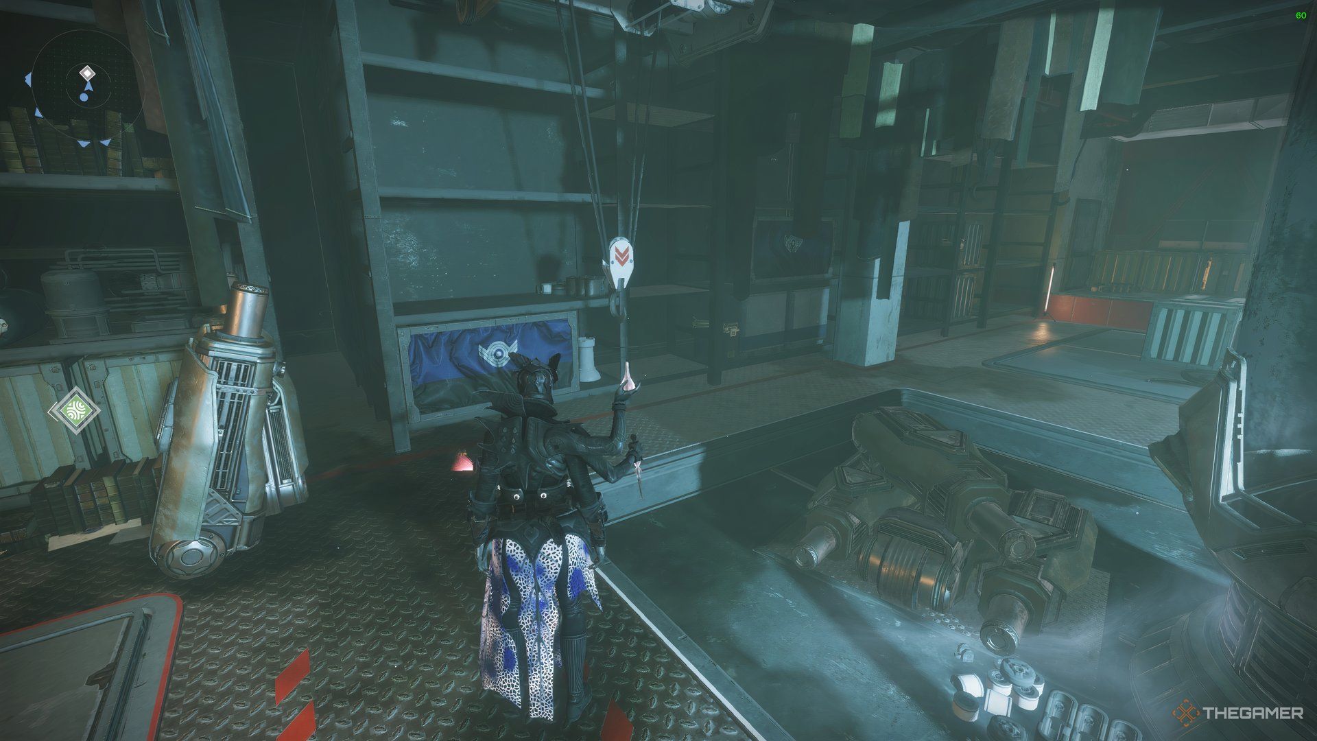 Guardian looking at a Chess Piece in Drifter's room in The Tower.