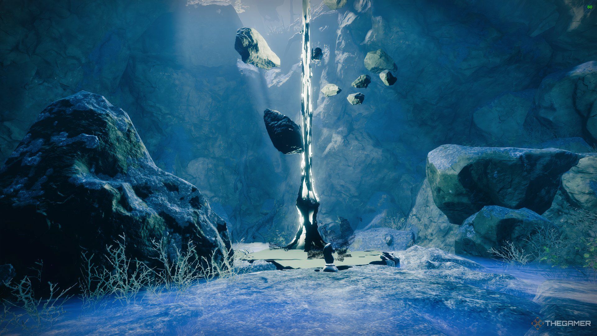 A portal in The Dark Forest leading to the broken Shard of Traveler on The Sludge in Destiny 2.