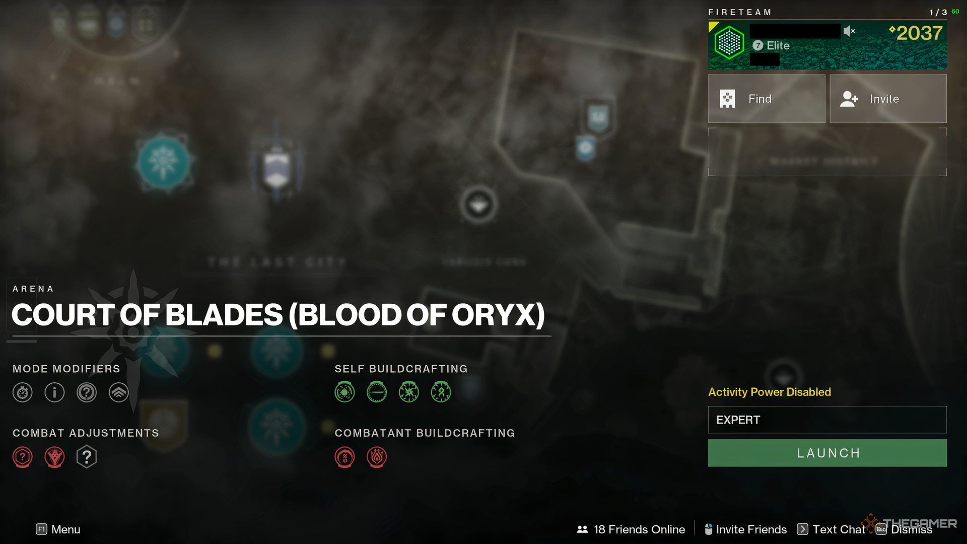 Player launching the Court of Blades activity in Destiny 2: Heresy. 