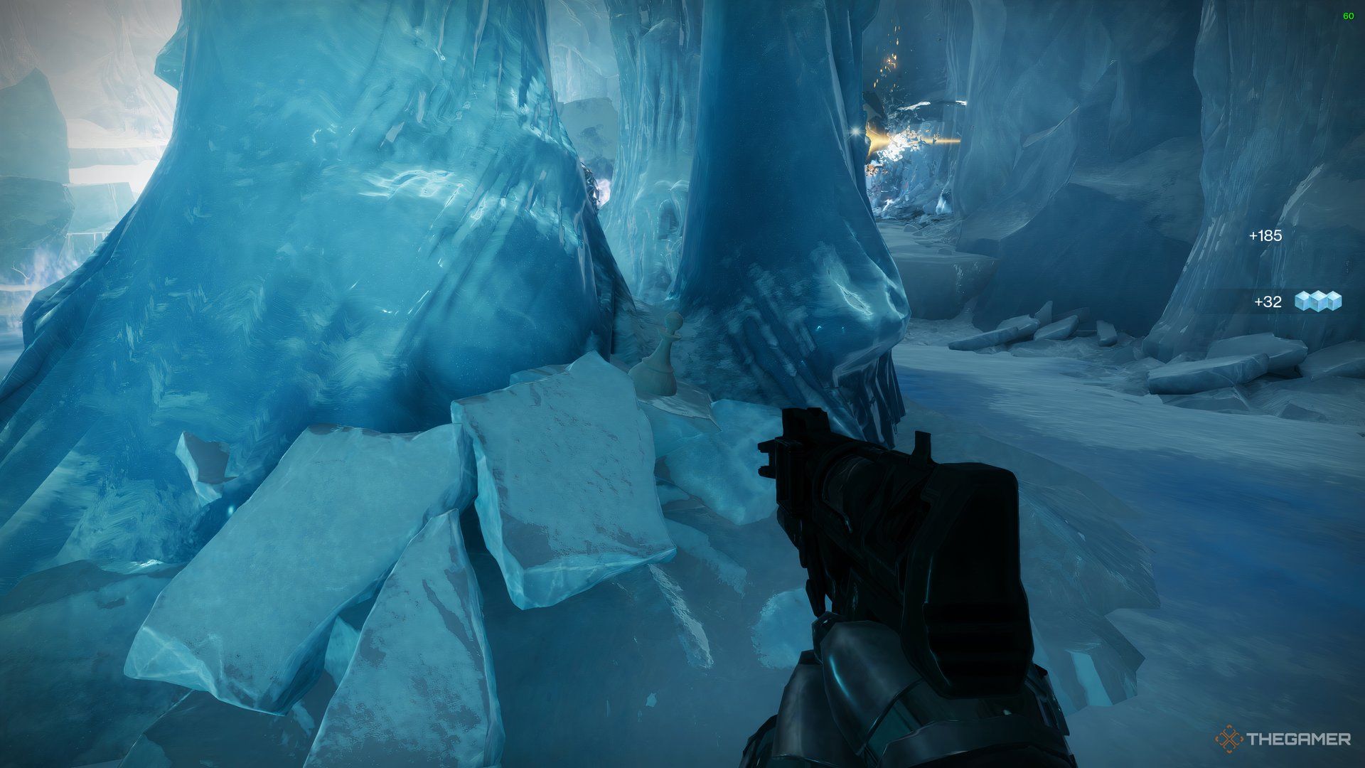 In the Europa boss arena in Court of Blades, a hidden Chess Piece can be seen behind a pillar in Destiny 2.