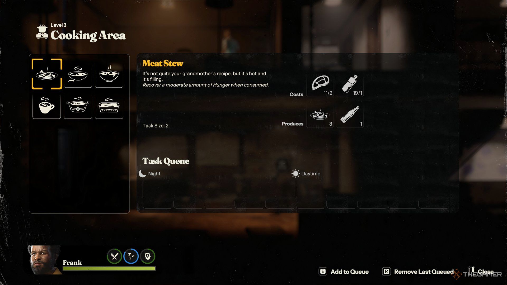 The Level 3 Cooking Area Menu In Into The Dead: Our Darkest Days.