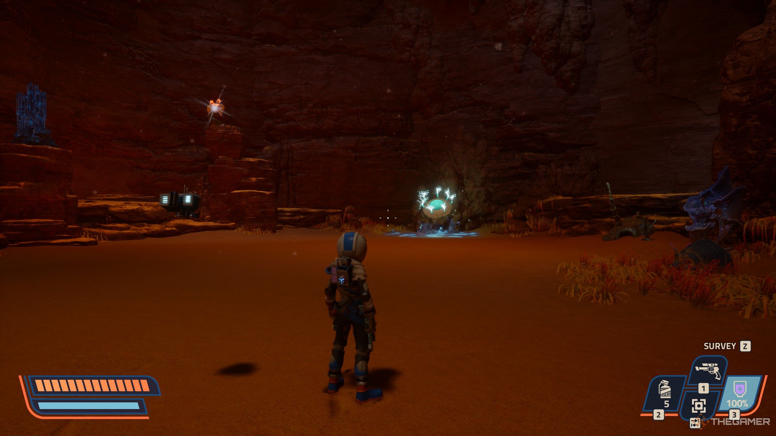 Looking at an electric mushroom in revenge of the savage planet.