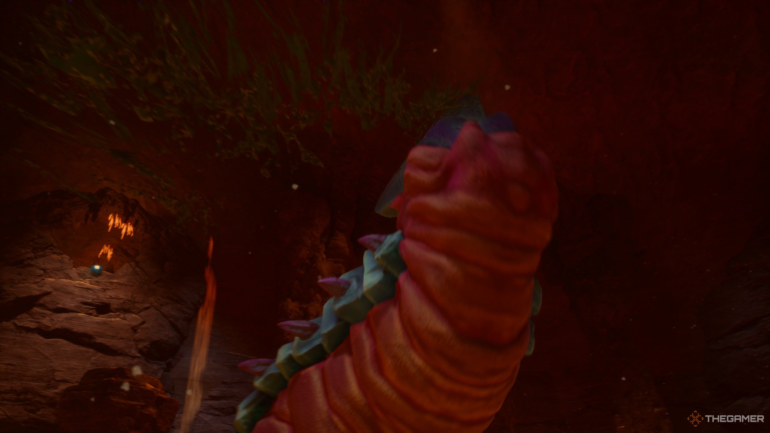 Wormzilla collapsing in defeat in revenge of the savage planet.