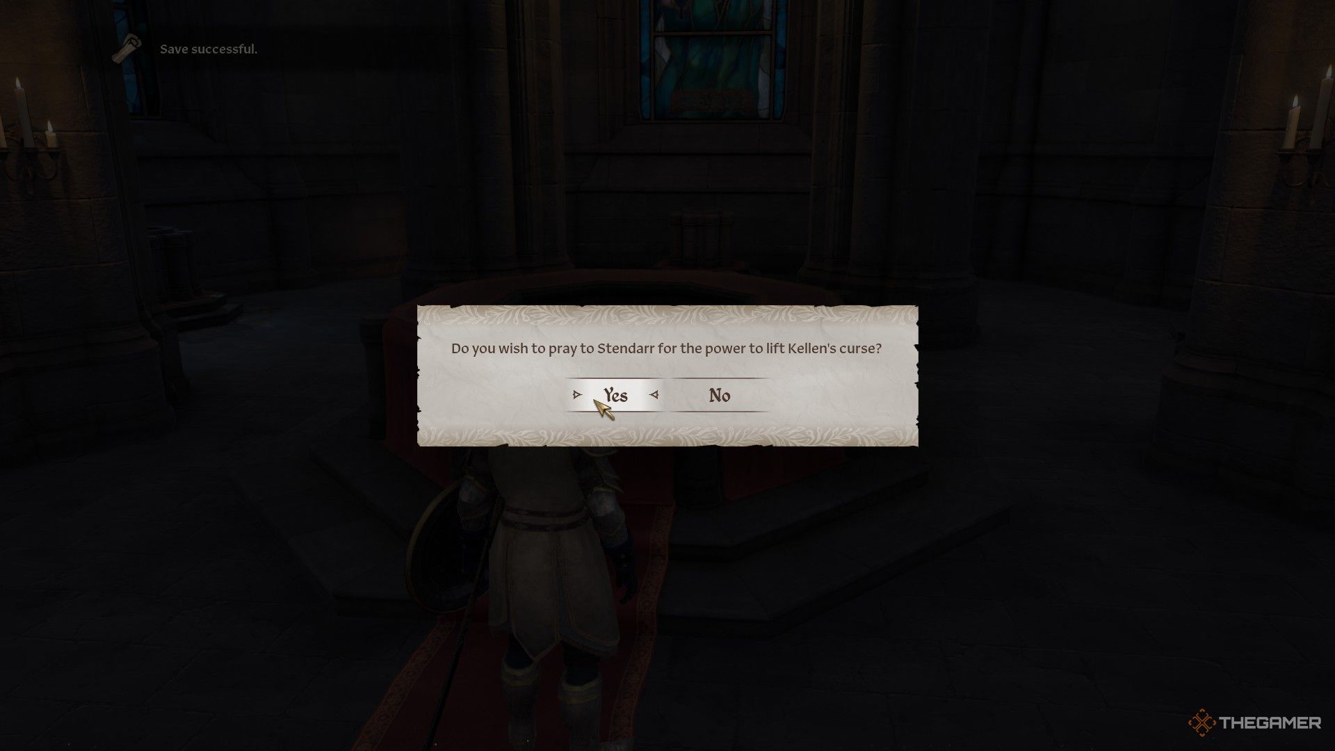 Игроку предлагается помолиться Стендарру, чтобы снять проклятие, в Oblivion Remastered.