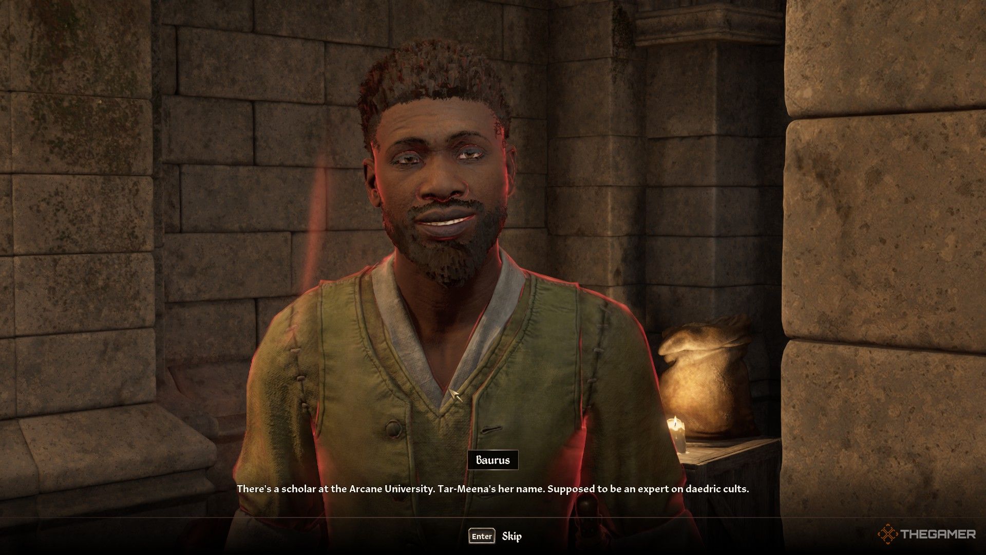 Baurus tells the player about Tar-Meena in Oblivion Remastered.