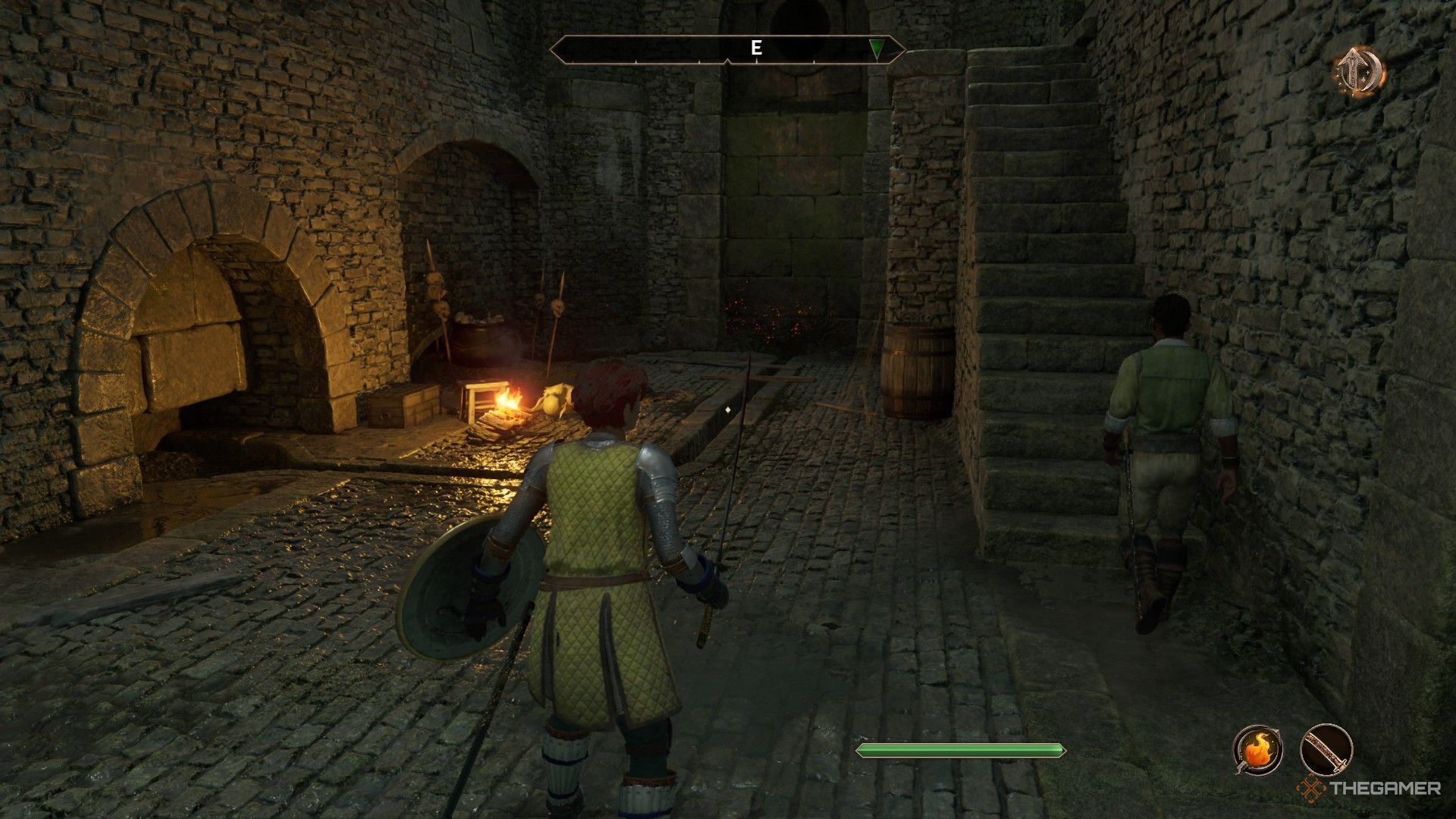 Player follows Baurus inside the sewers and stumbles upon a firepit in Oblivion Remastered.