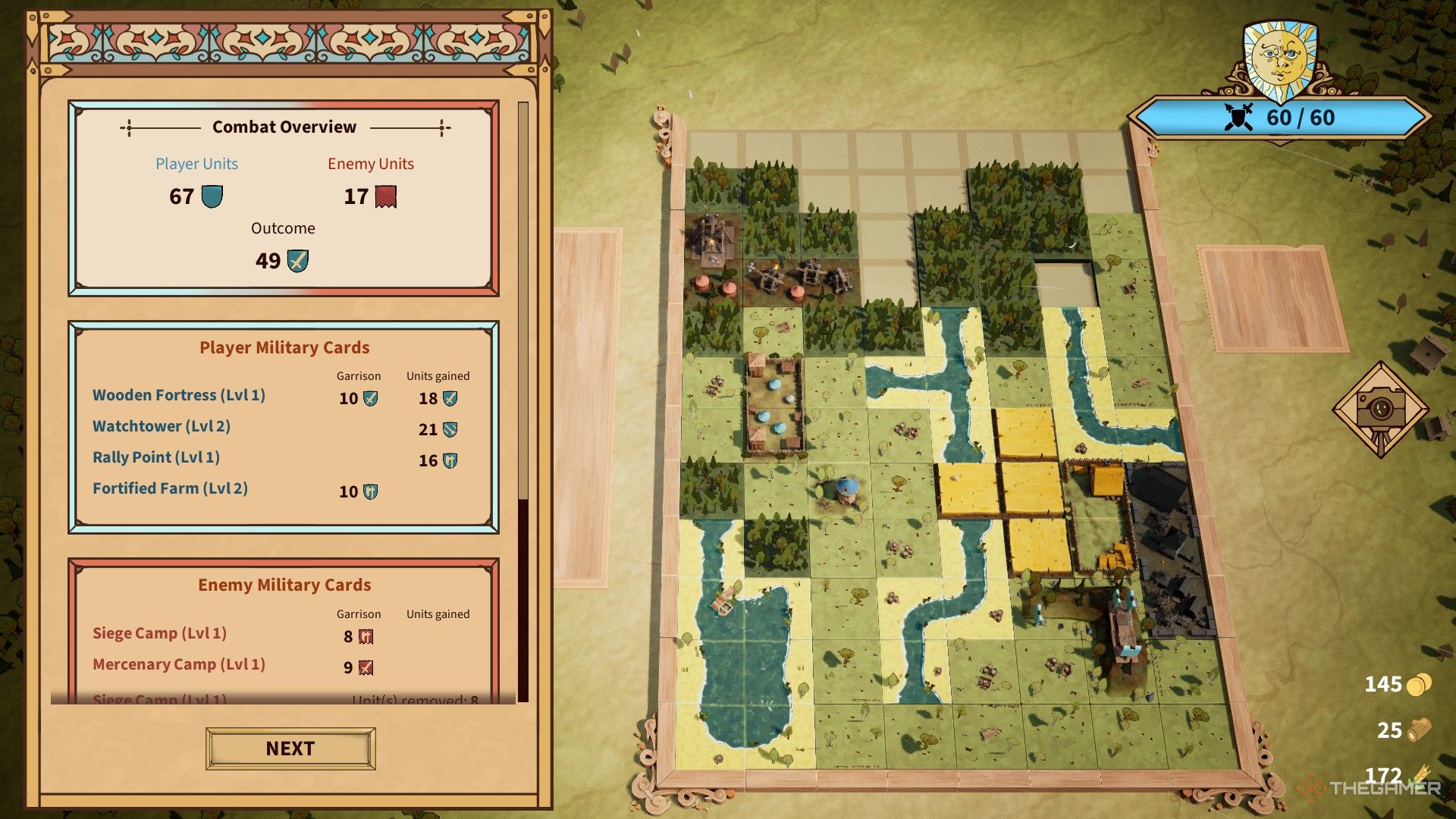 a combat overview in drop duchy after winning on a river map by 49 troops.