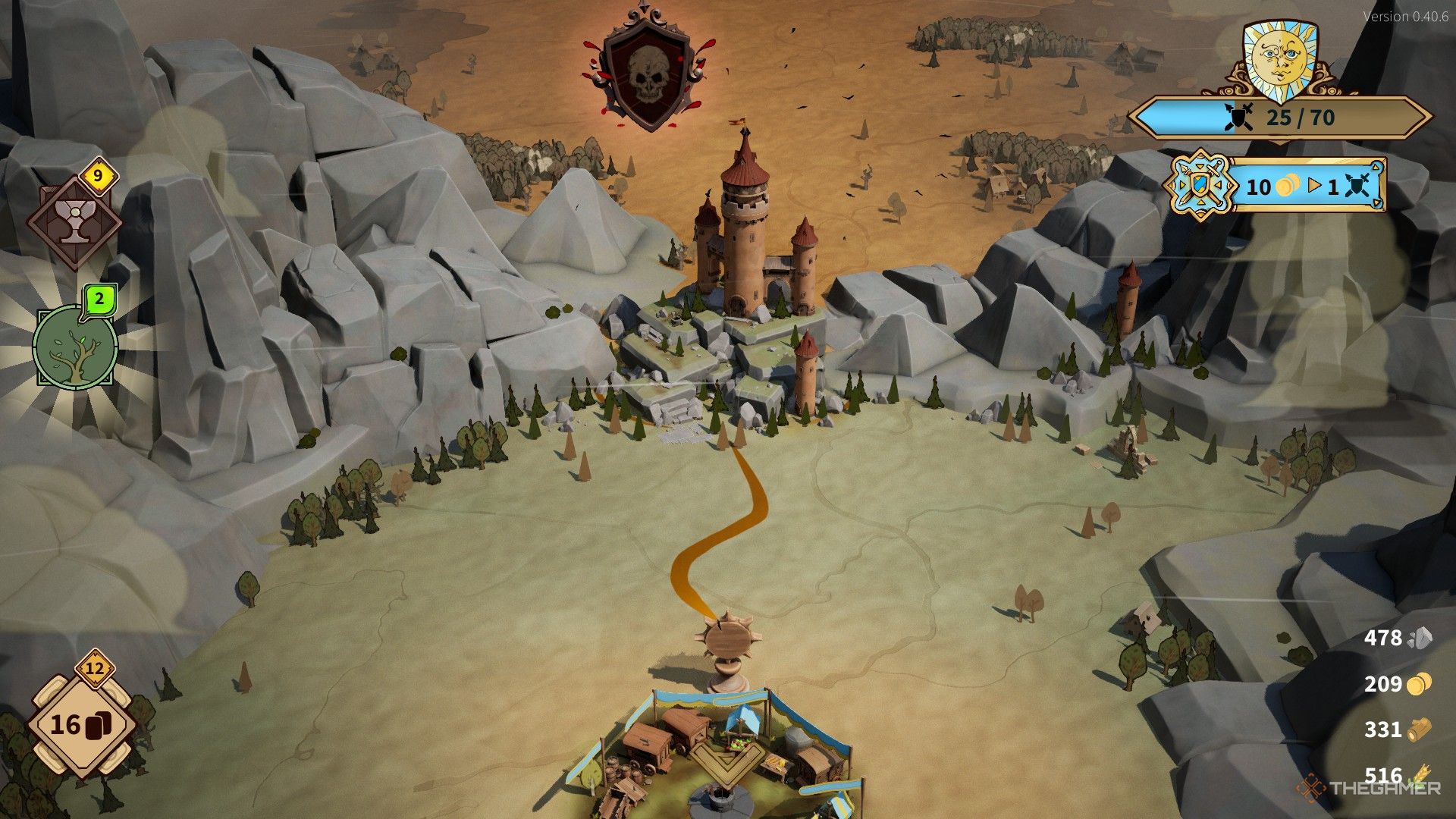 the dungeon looms over the world map at the end of act 3 in drop duchy.