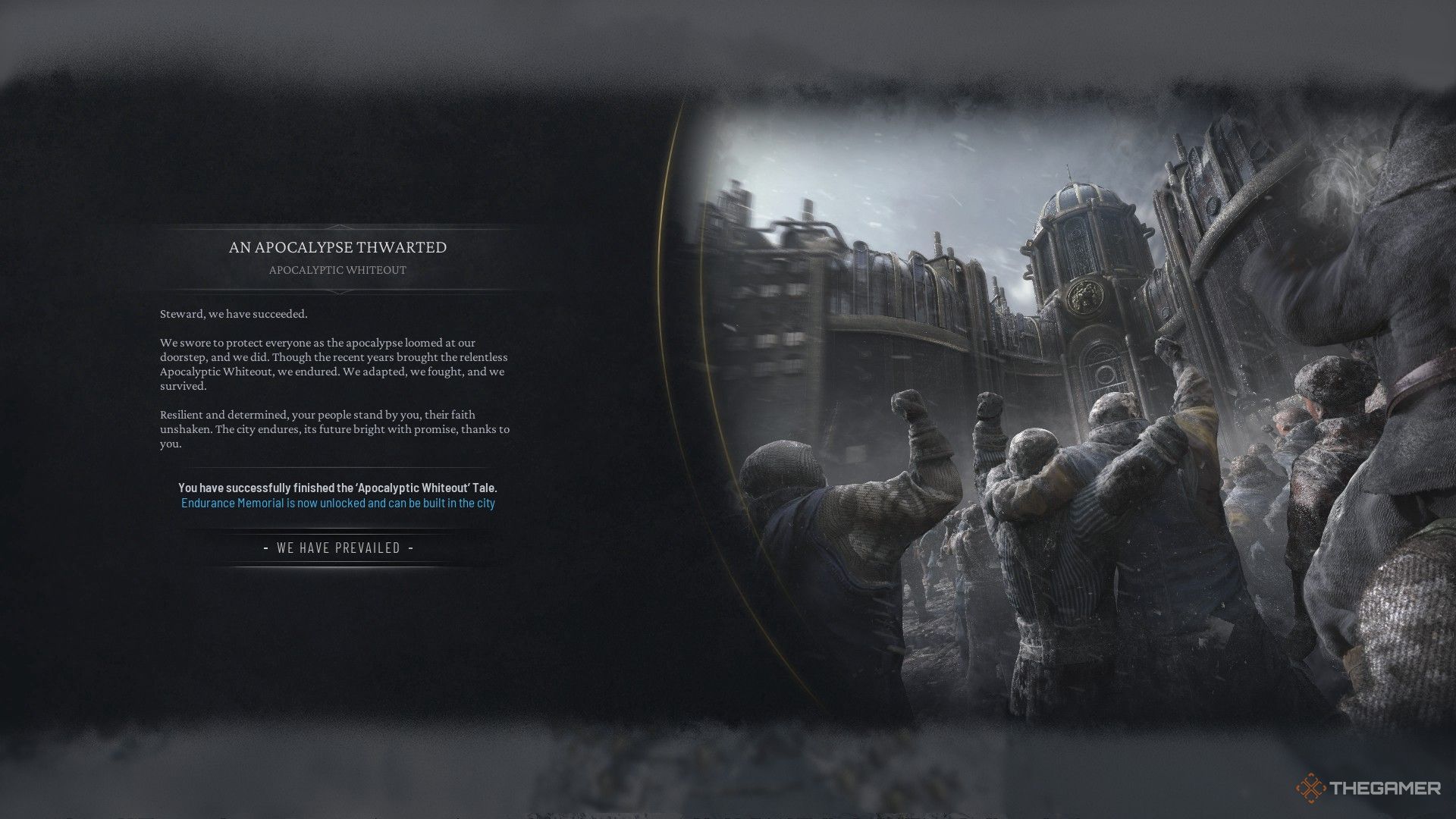 Player completes the Apocalyptic Whiteout in Frostpunk 2.