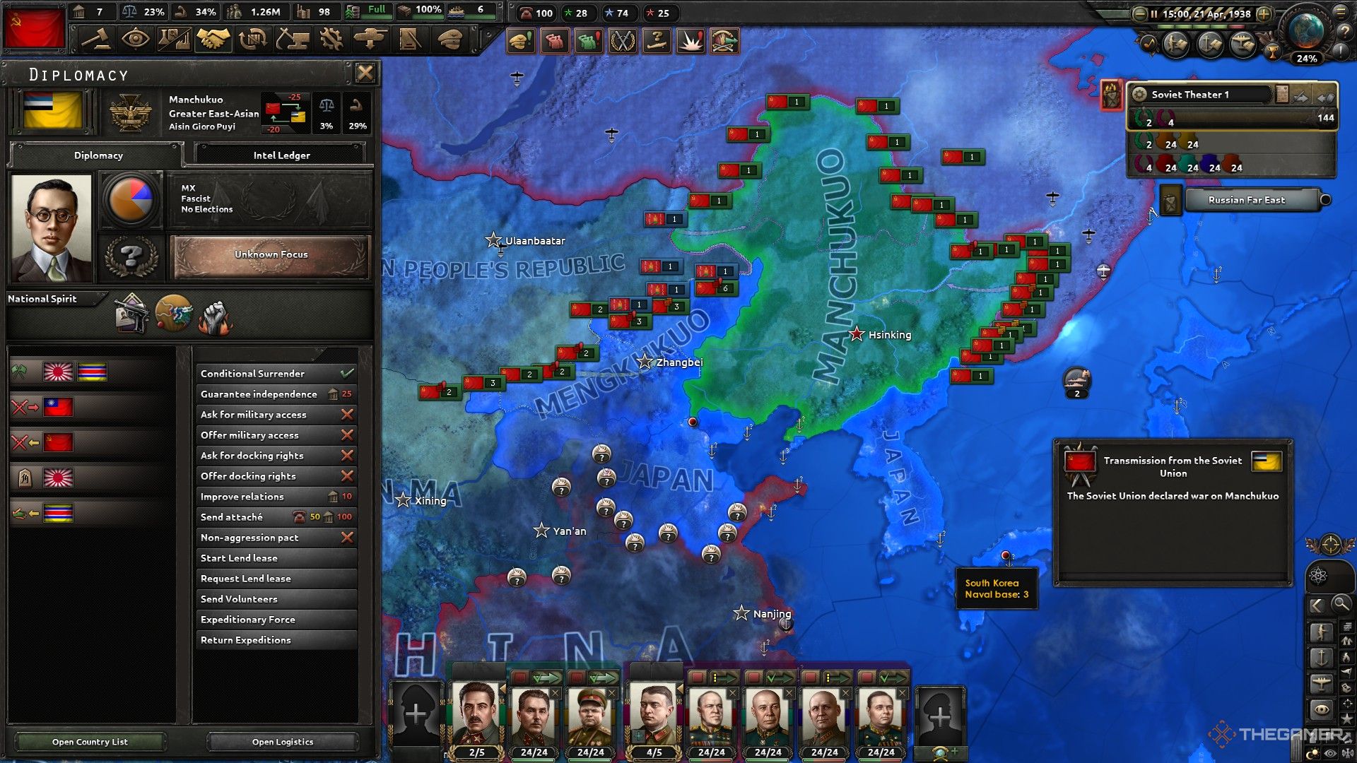 soviet troops prepare to invade manchuria in hearts of iron 4.