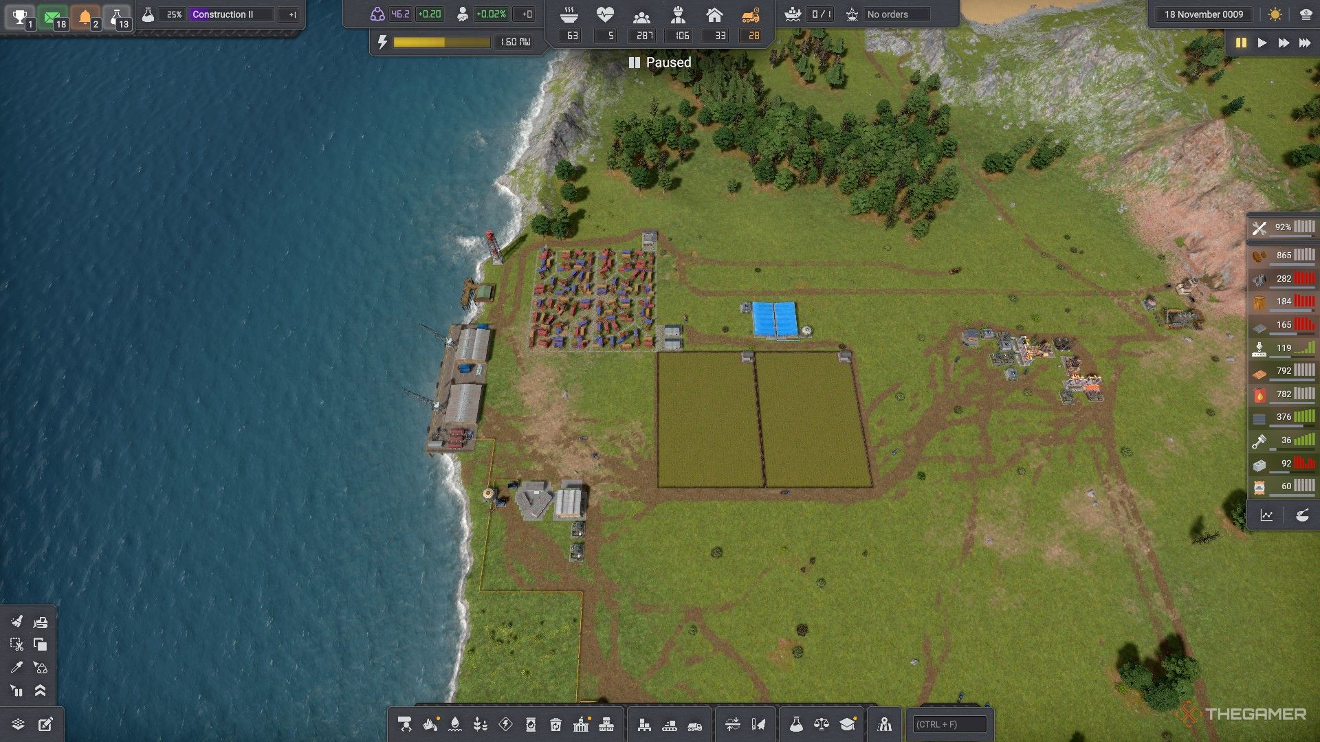 a small settlement with two farms and an ironworks in captain of industry.