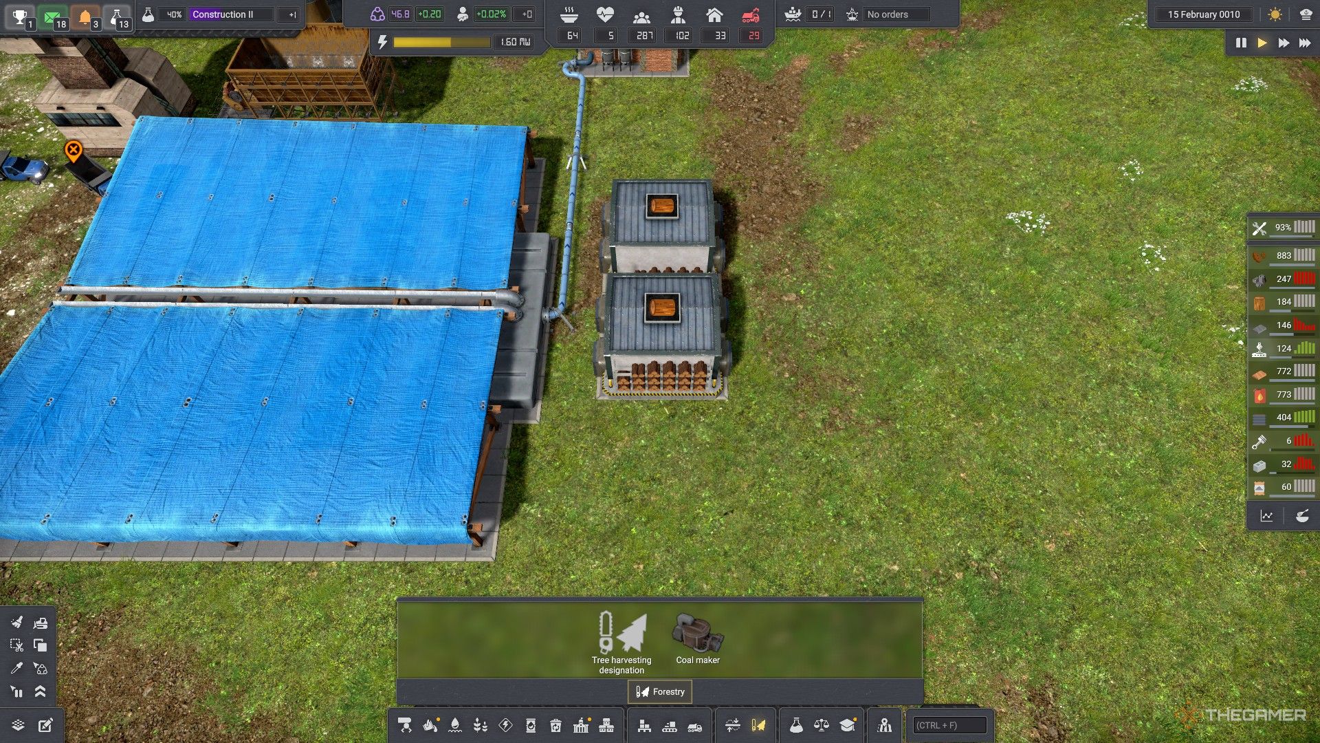a pair of unit storage buildings designated for wood in captain of industry.