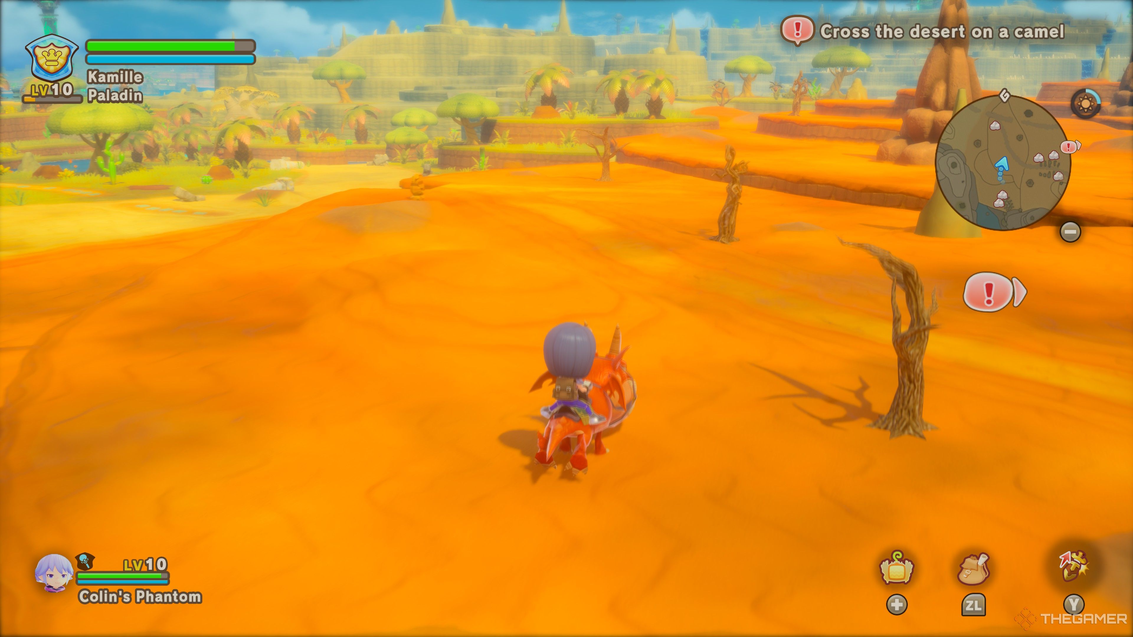 Riding Mini Napdragon across the Desert in Fantasy Life i.