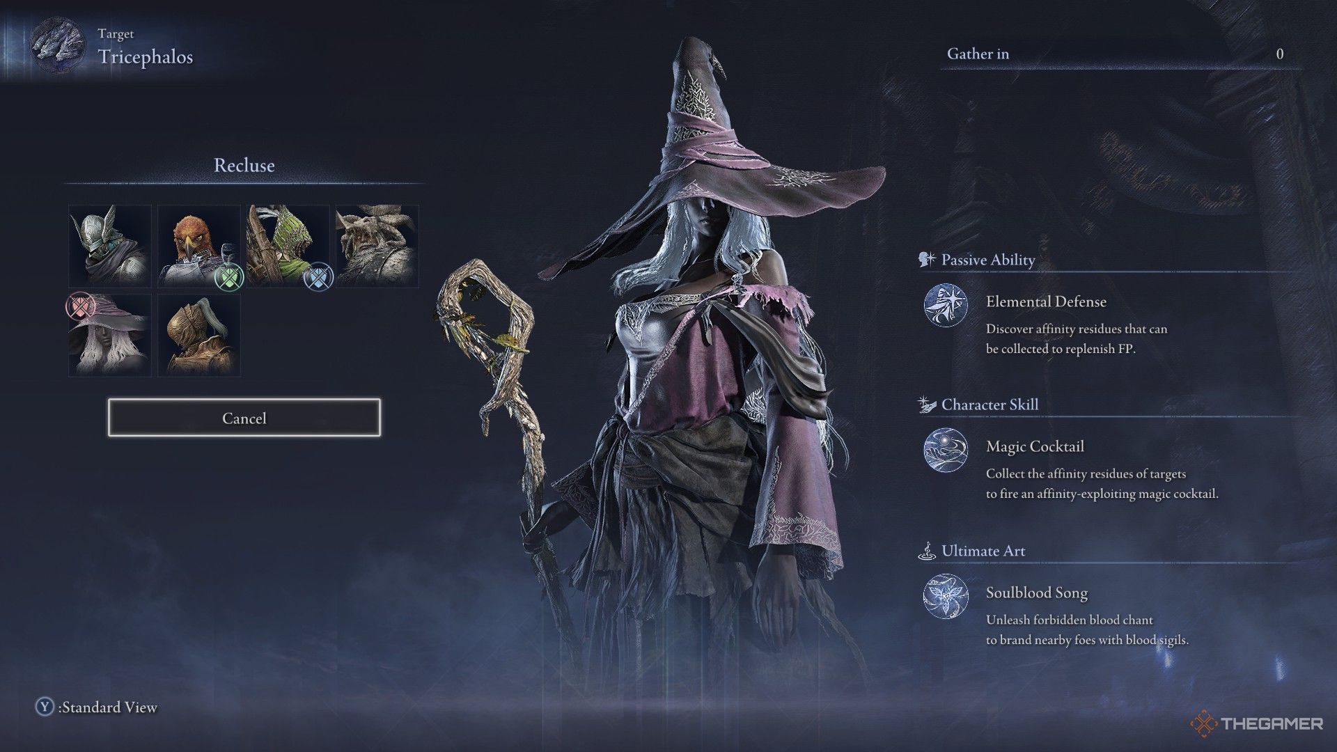 Player chooses Recluse in character choice before the hunt in Elden Ring Nightreign.