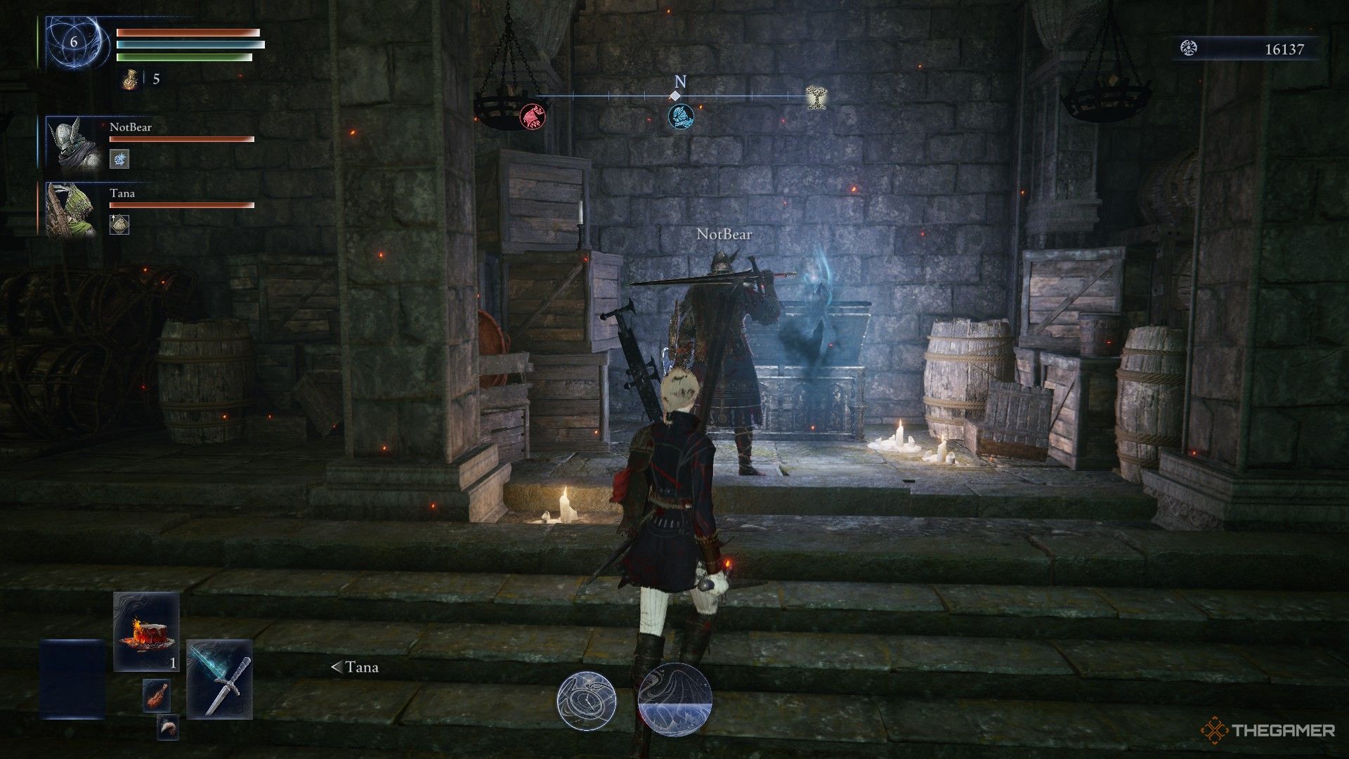Duchess stands behind Wylder as they discover the Fort Haight Talisman chest in Elden Ring Nightreign.