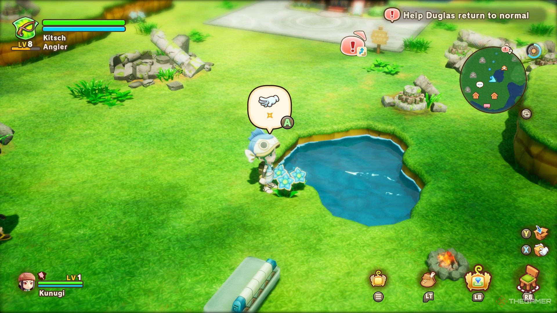 A player beside a Celestia's Gift flower in Fantasy Life i The Girl Who Steals Time.
