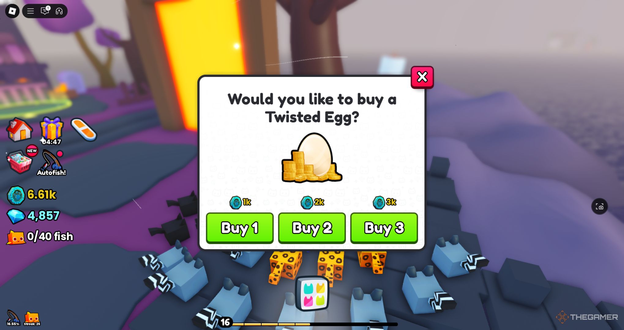 A player buying a twisted egg in Roblox Pet Simulator 99.
