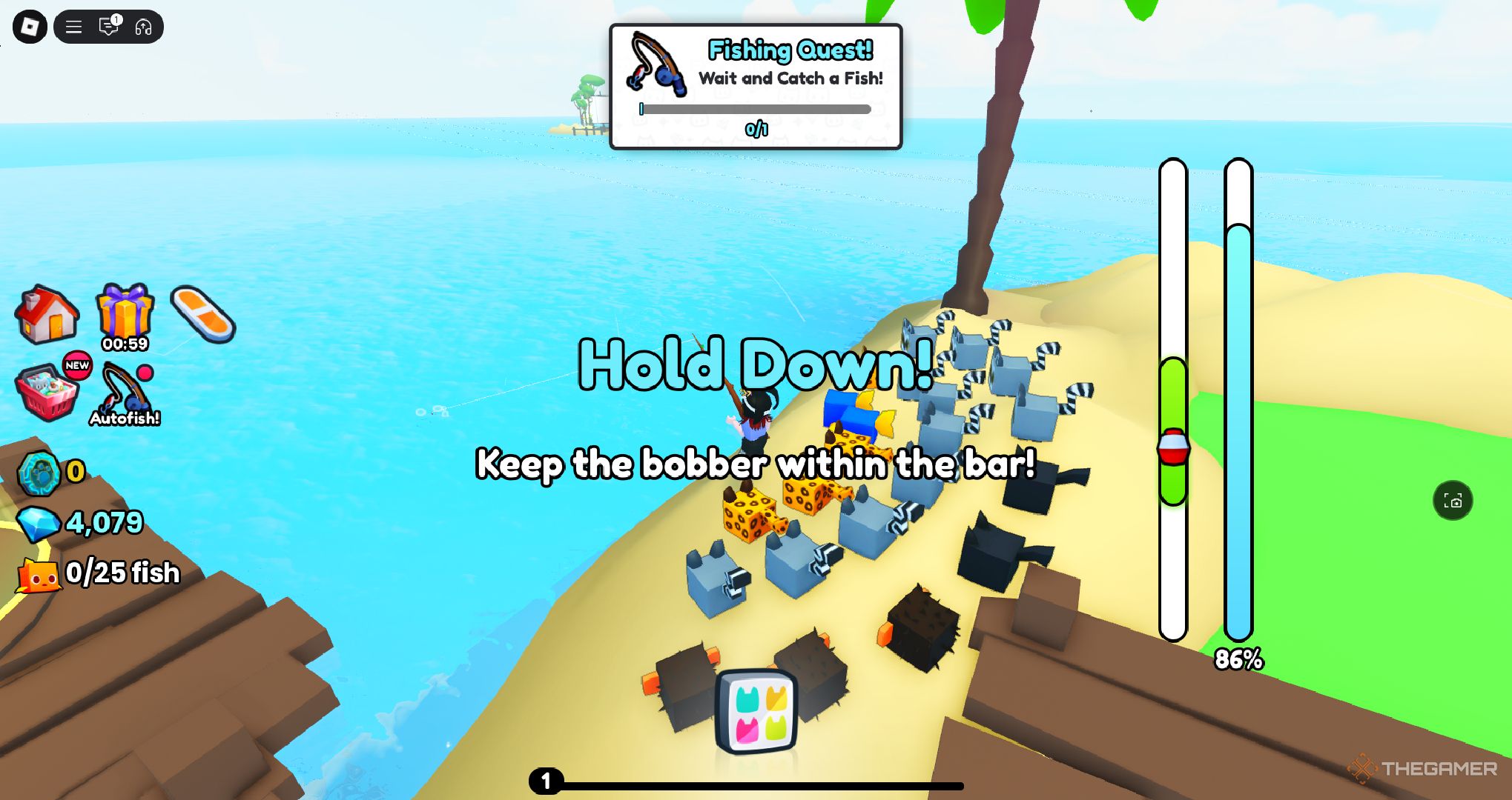 A player fishing in Roblox Pet Simulator 99.