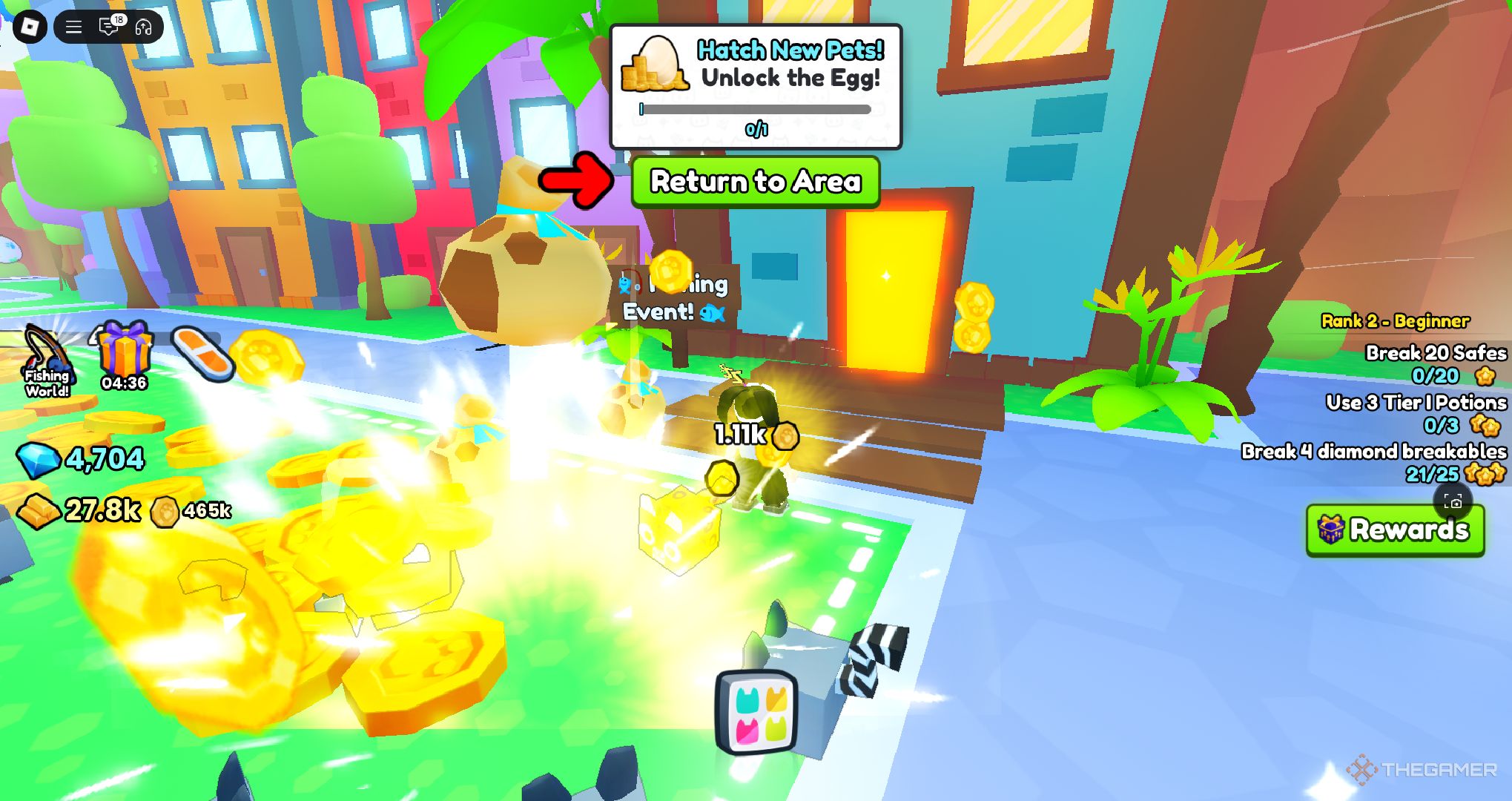 A player looking at the fishing event portal in Roblox Pet Simulator 99.