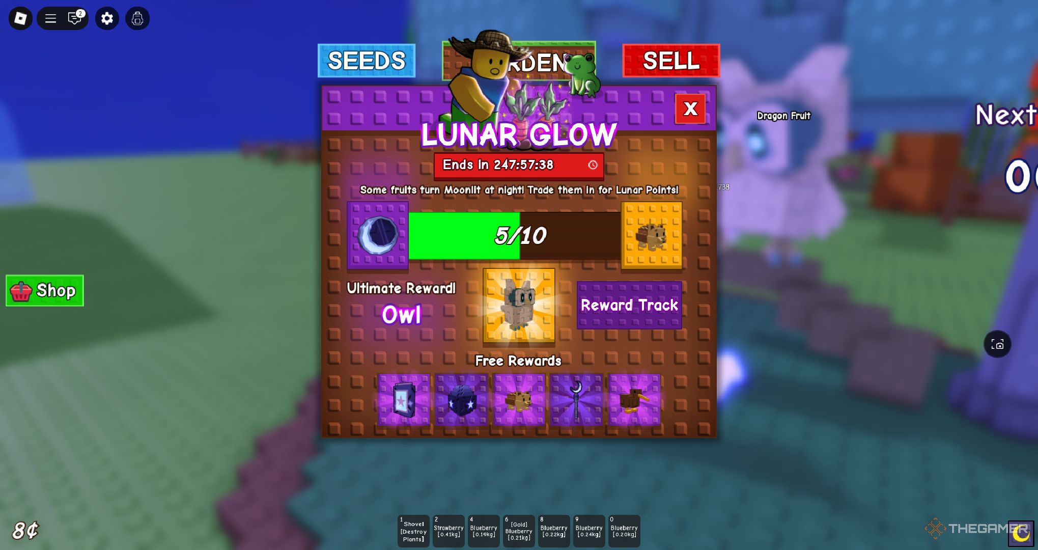 A player looking at the Lunar event in Roblox Grow a Garden.