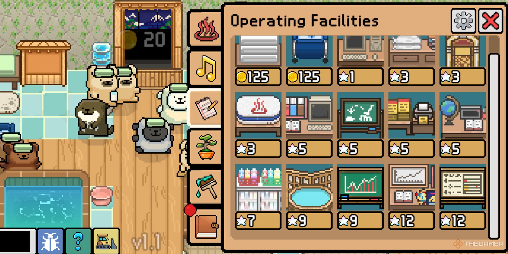 A player looking at the operation facilities in Animal Spa.