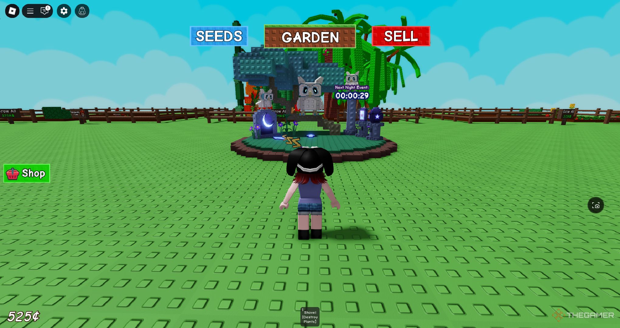 A player waiting for night the Lunar event in Roblox Grow a Garden.
