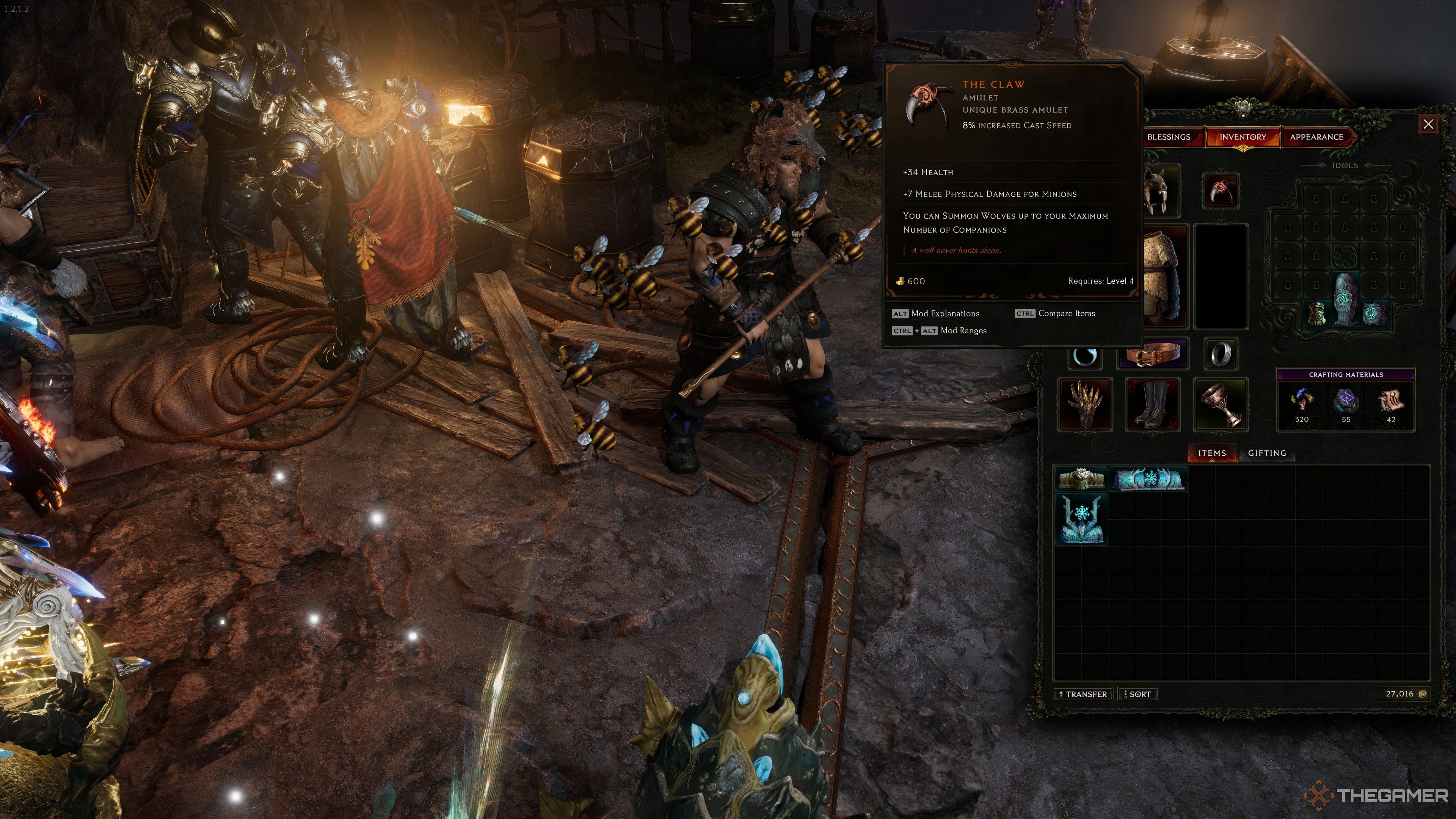 A Unique Amulet called The Claw that gives health and minion buffs.