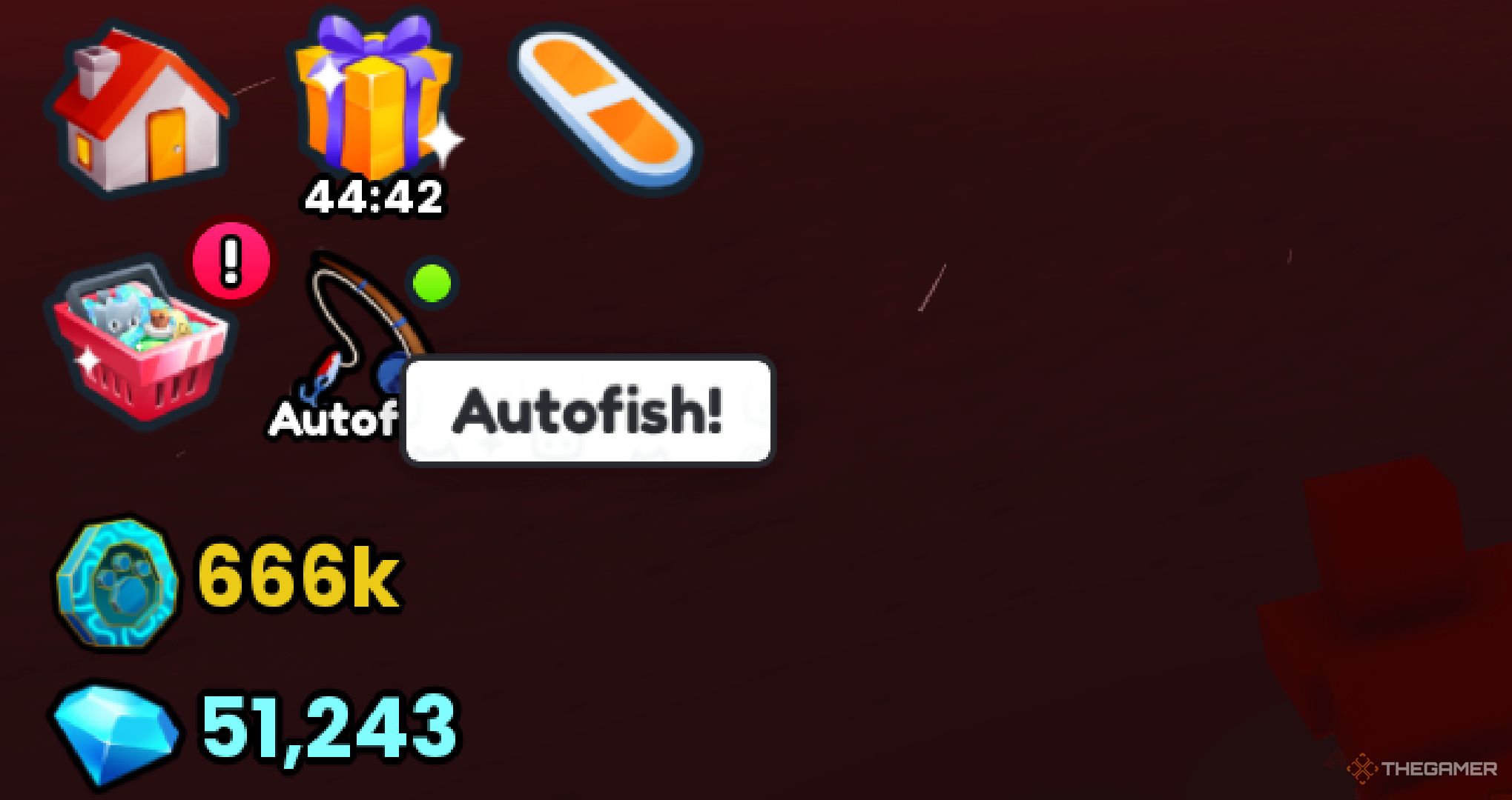 A zoomed in look of the autofishing icon in Roblox Pet Simulator 99.