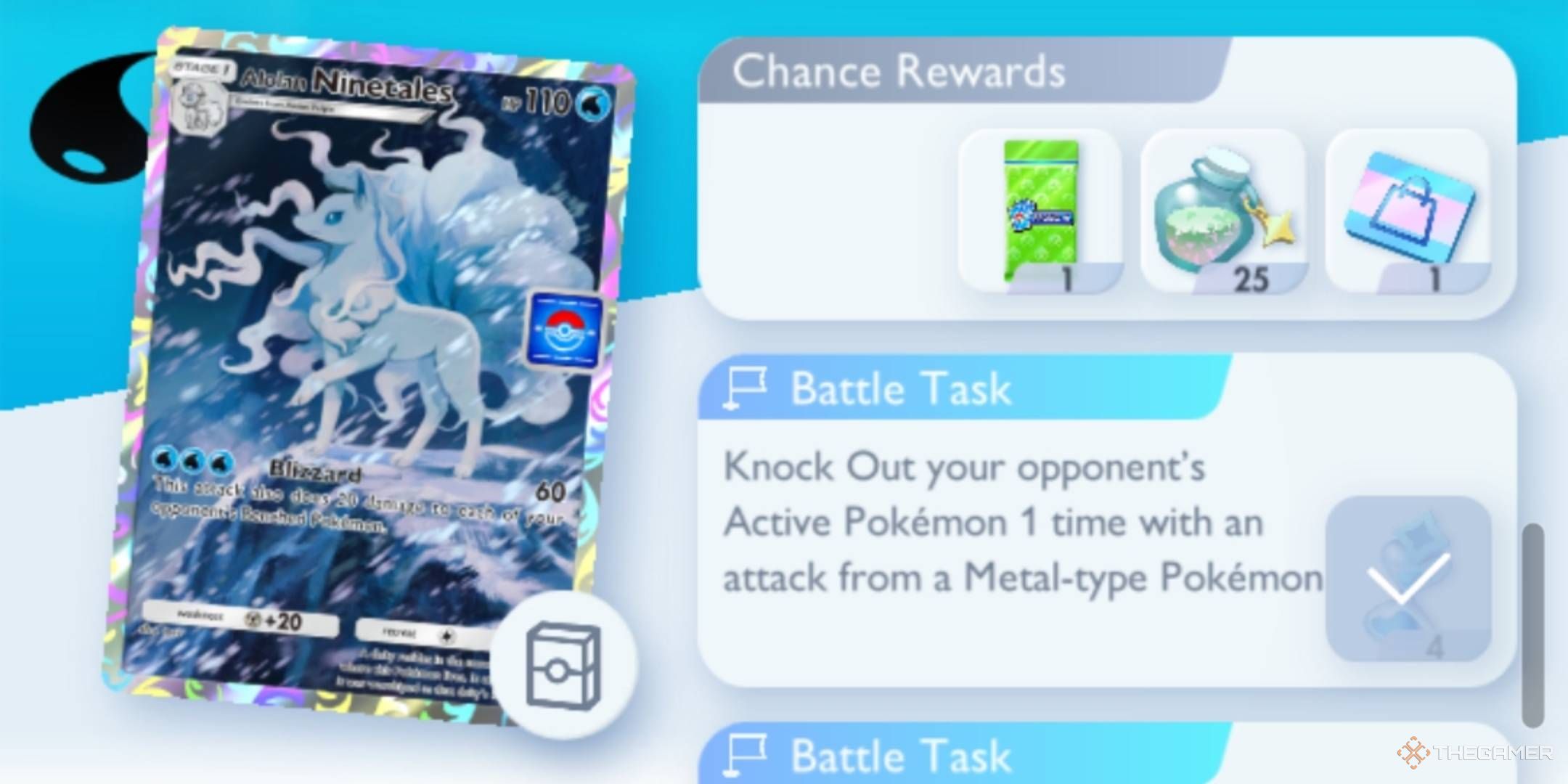 The Alolan Ninetales Deck Preview, showing the promo card and chance rewards.