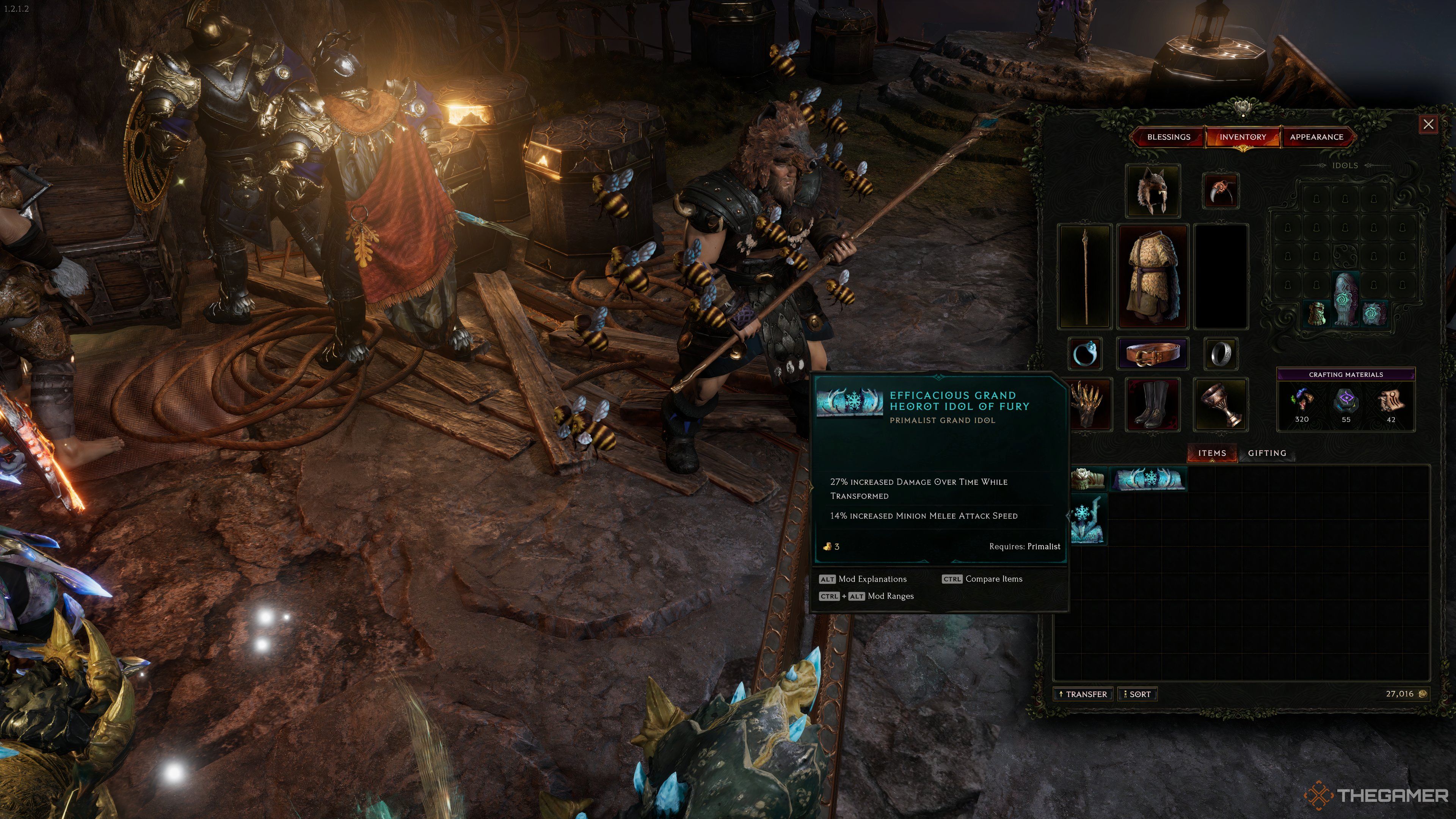An Efficacious Grand Heorot Idol of Fury for the Primalist. Increases Transformation Damace and Minion Attack Speed. 
