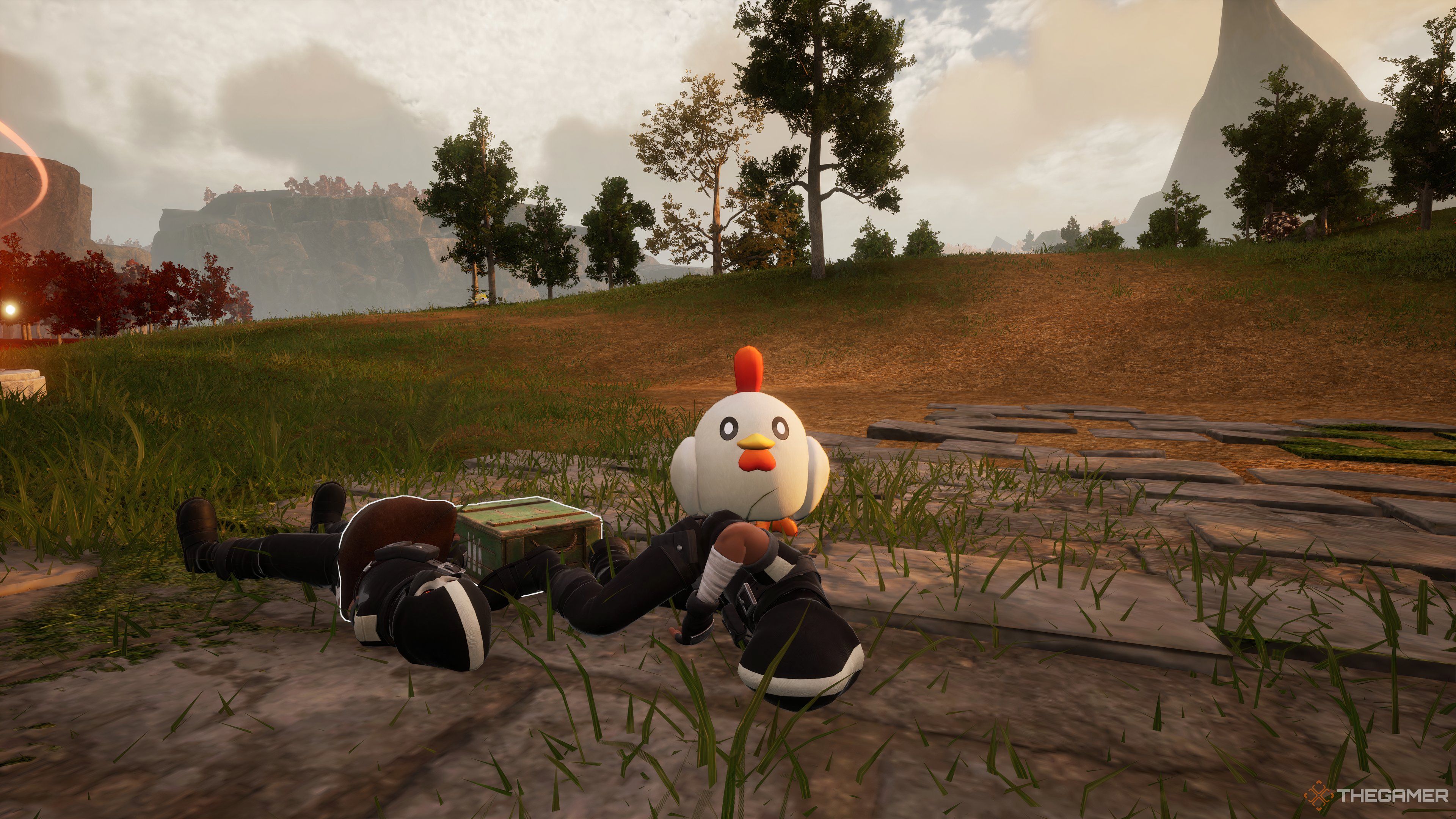 Chikipi standing over the corspes of his fallen enemies in Palworld. 