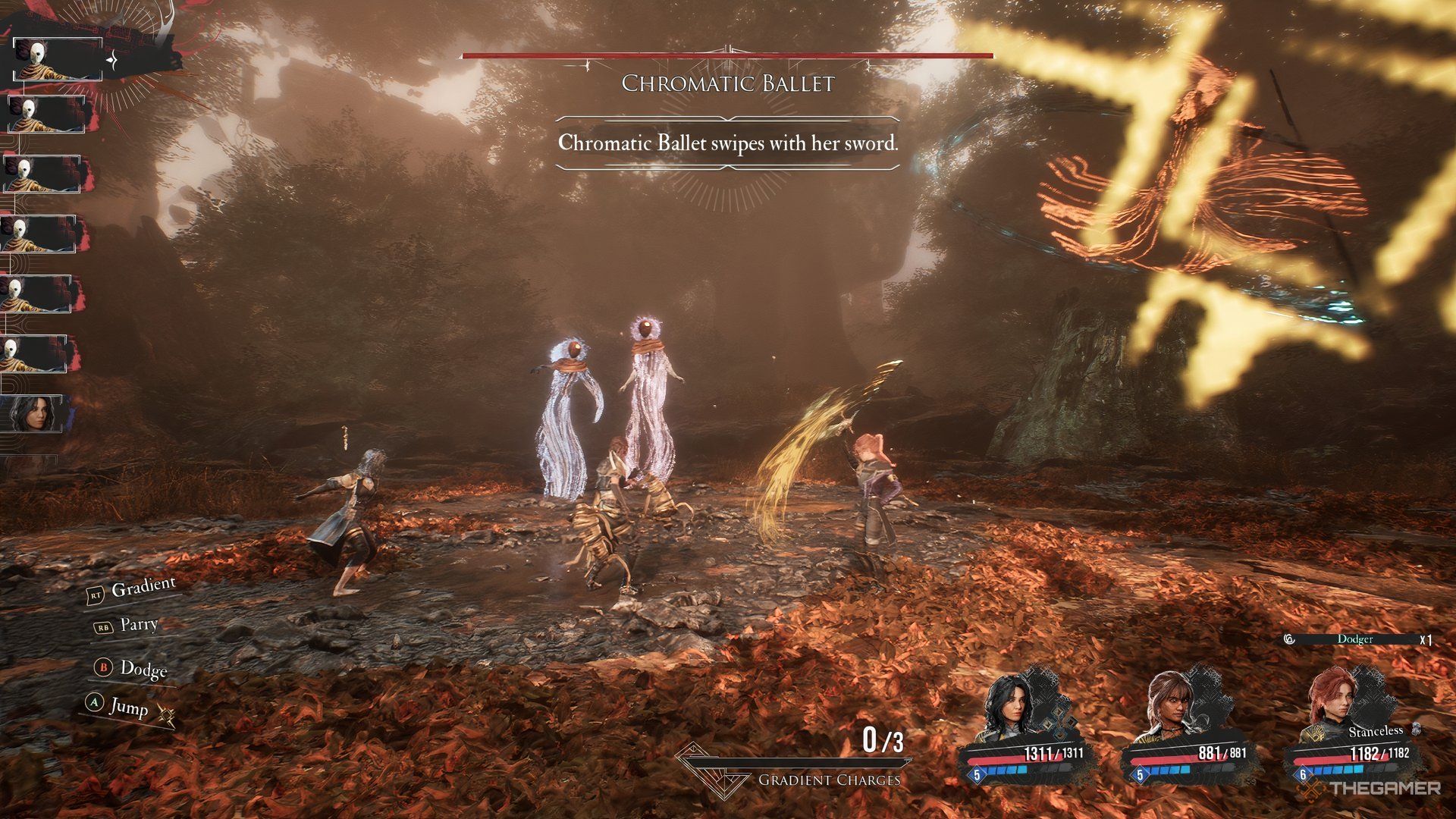 One of the bosses is about to start a jump attack that is starting on the right in Clair Obscur: Expedition 33