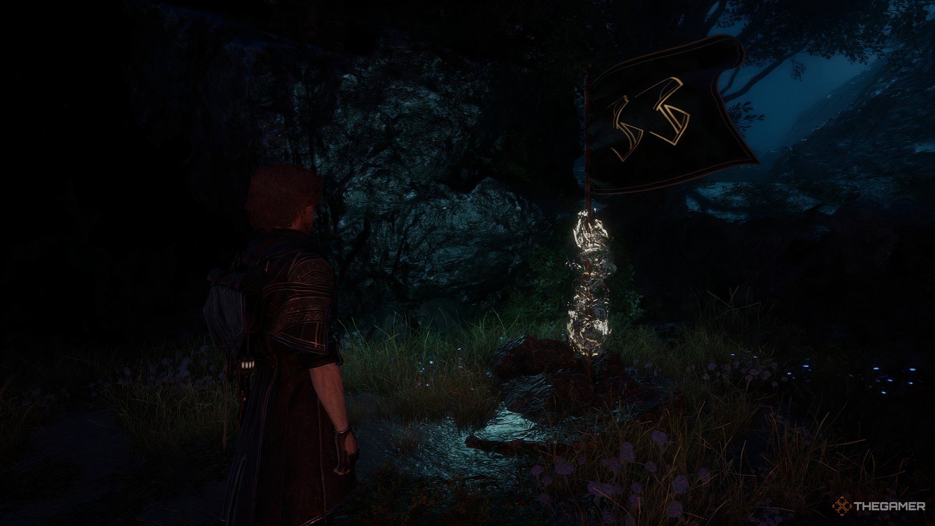 Gustave about to interact with a Rest Point in Clair Obscur: Expedition 33.