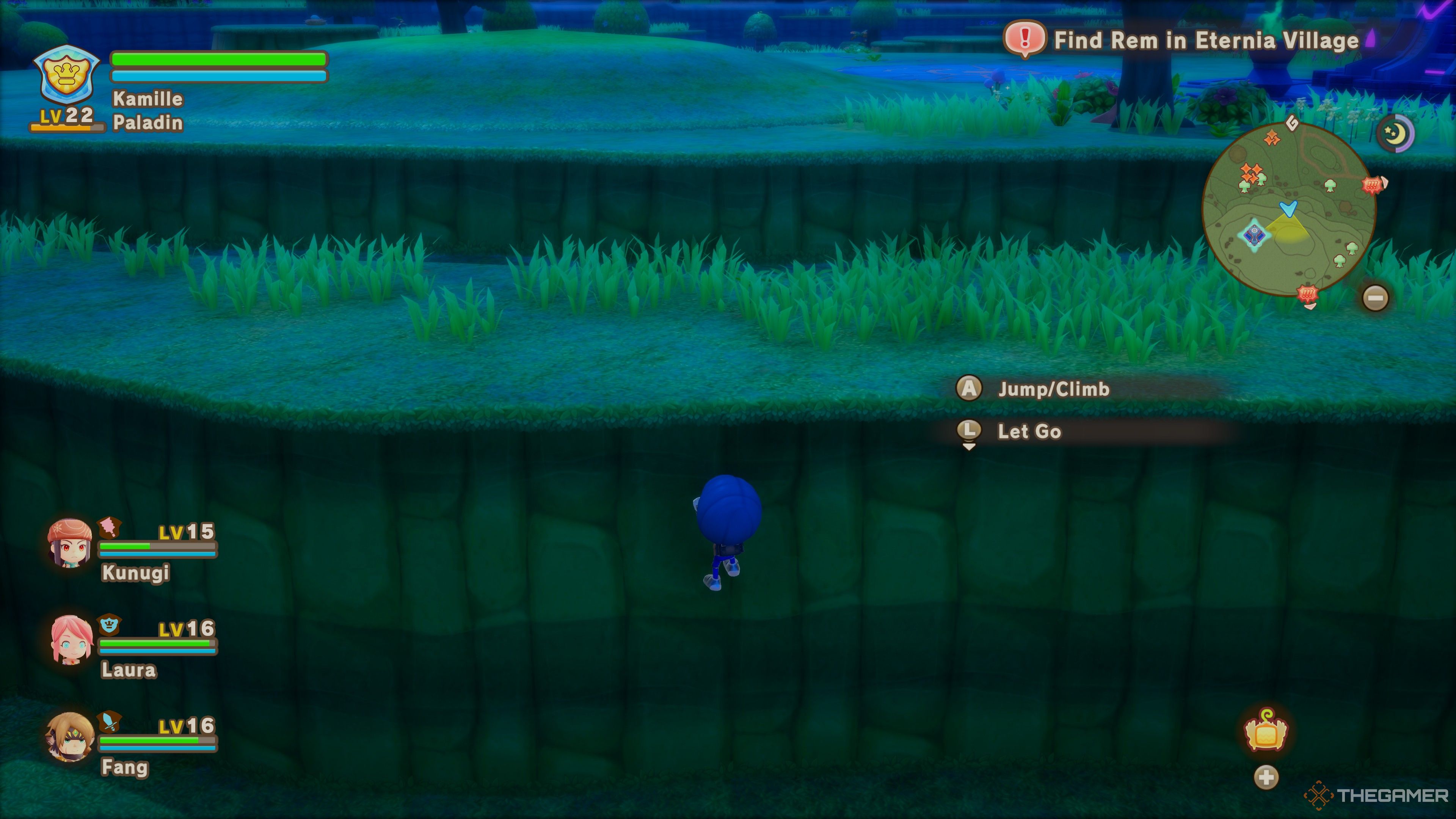 Climbing a cliff in Ginormosia in Fantasy Life i