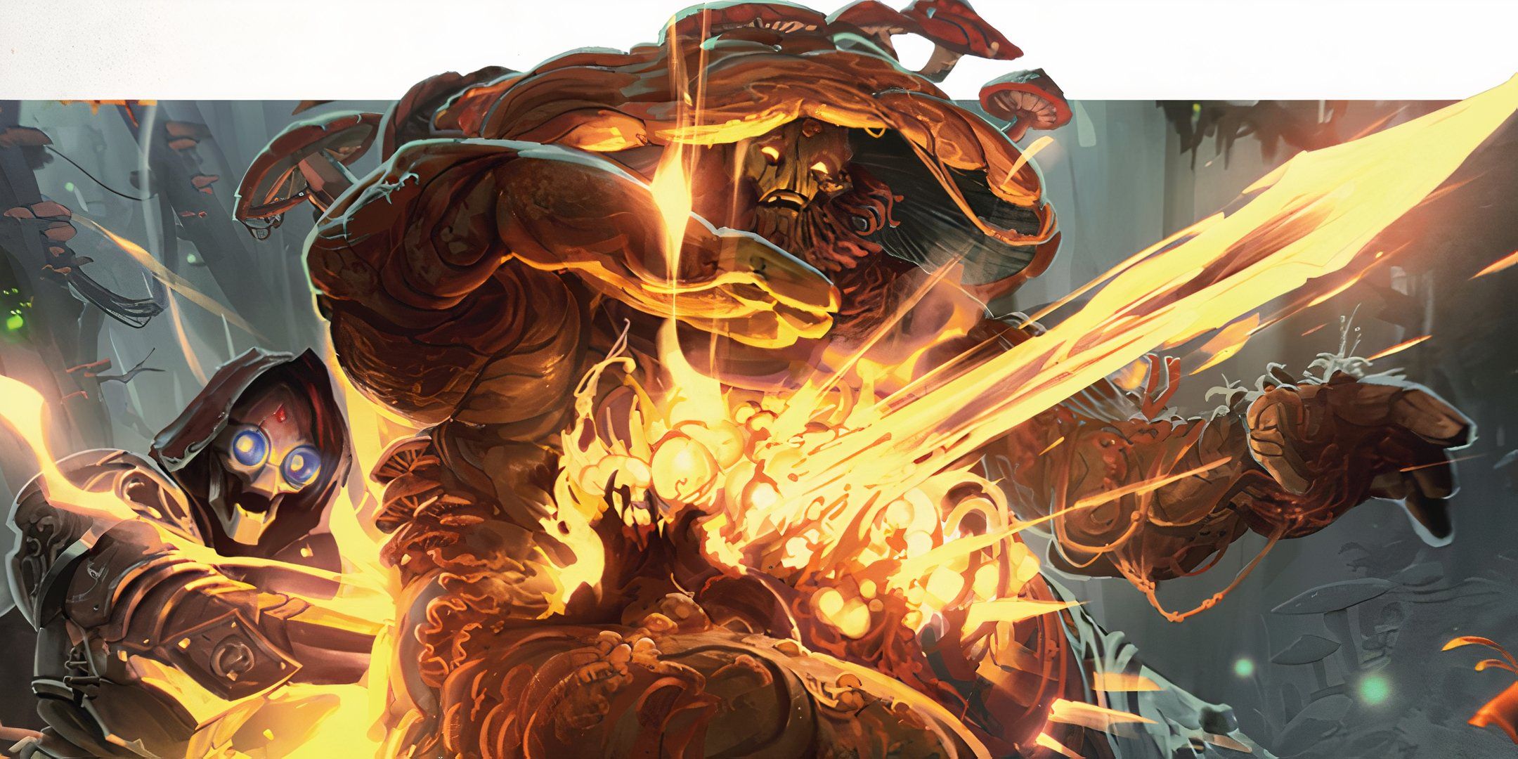 A clank attacking a fungril character in Daggerheart.