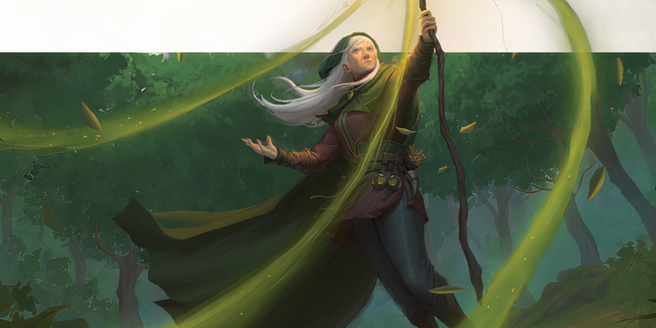 A druid player-character casting a spell in Daggerheart. 