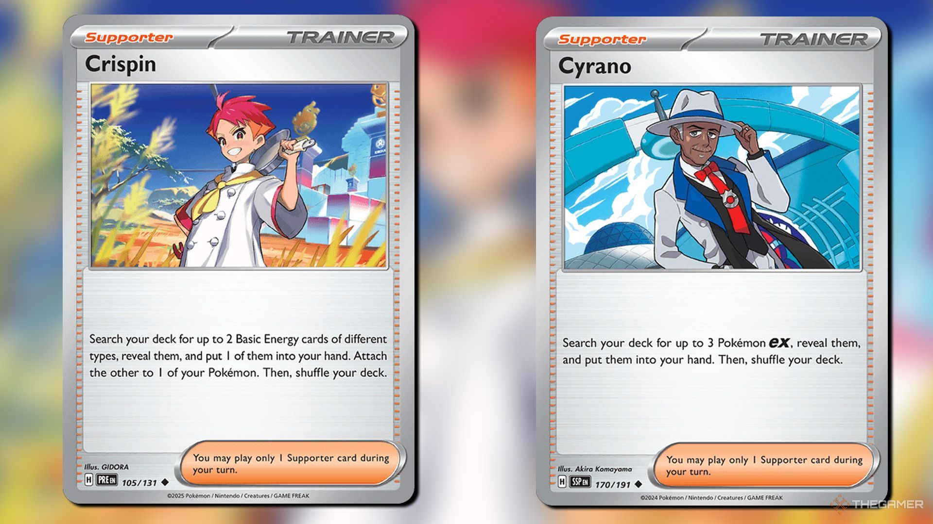 Crispin and Cyrano cards from Pokemon TCG.