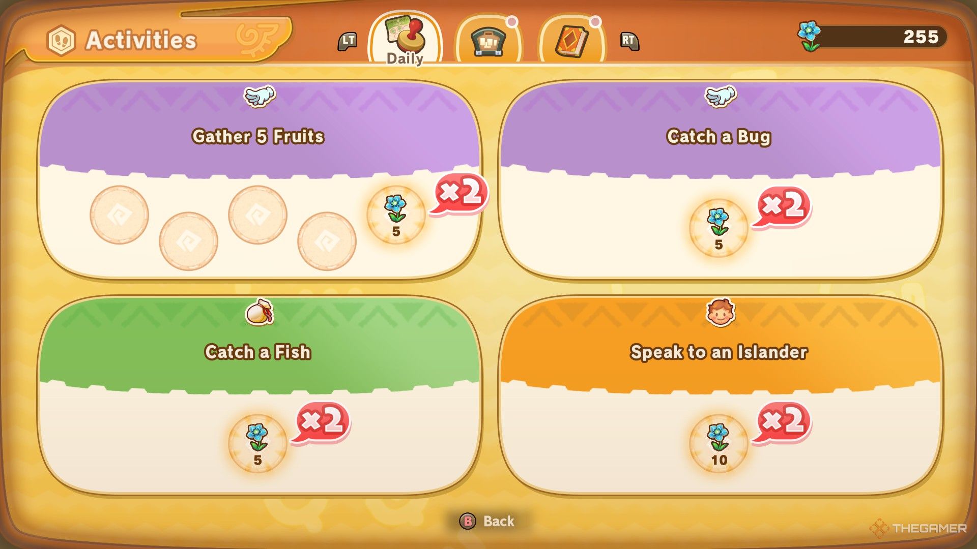 Daily Activities screen in Fantasy Life i The Girl Who Steals Time.