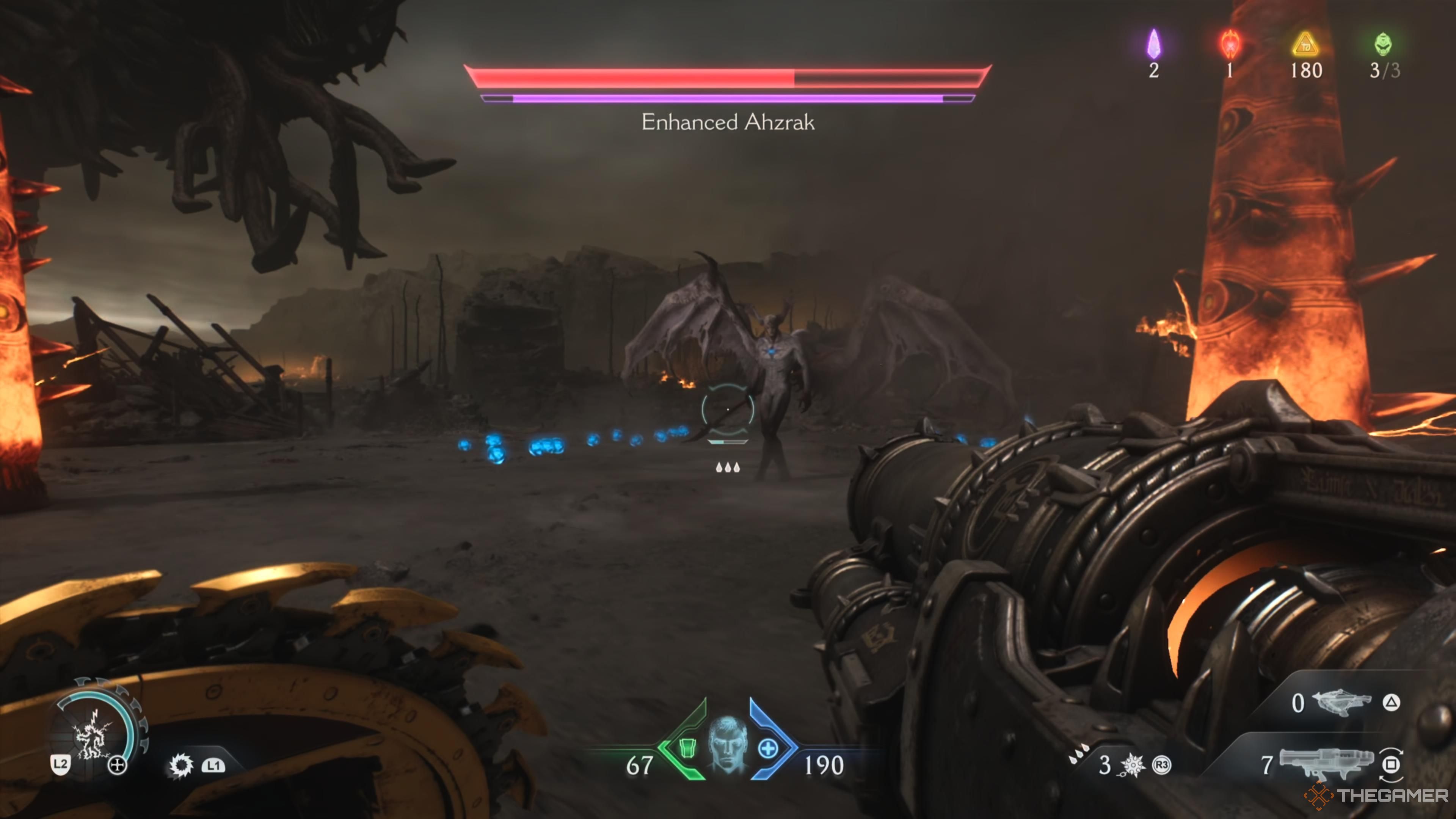 Enhanced Ahzrak standing with his metal spikes in Doom: The Dark Ages.