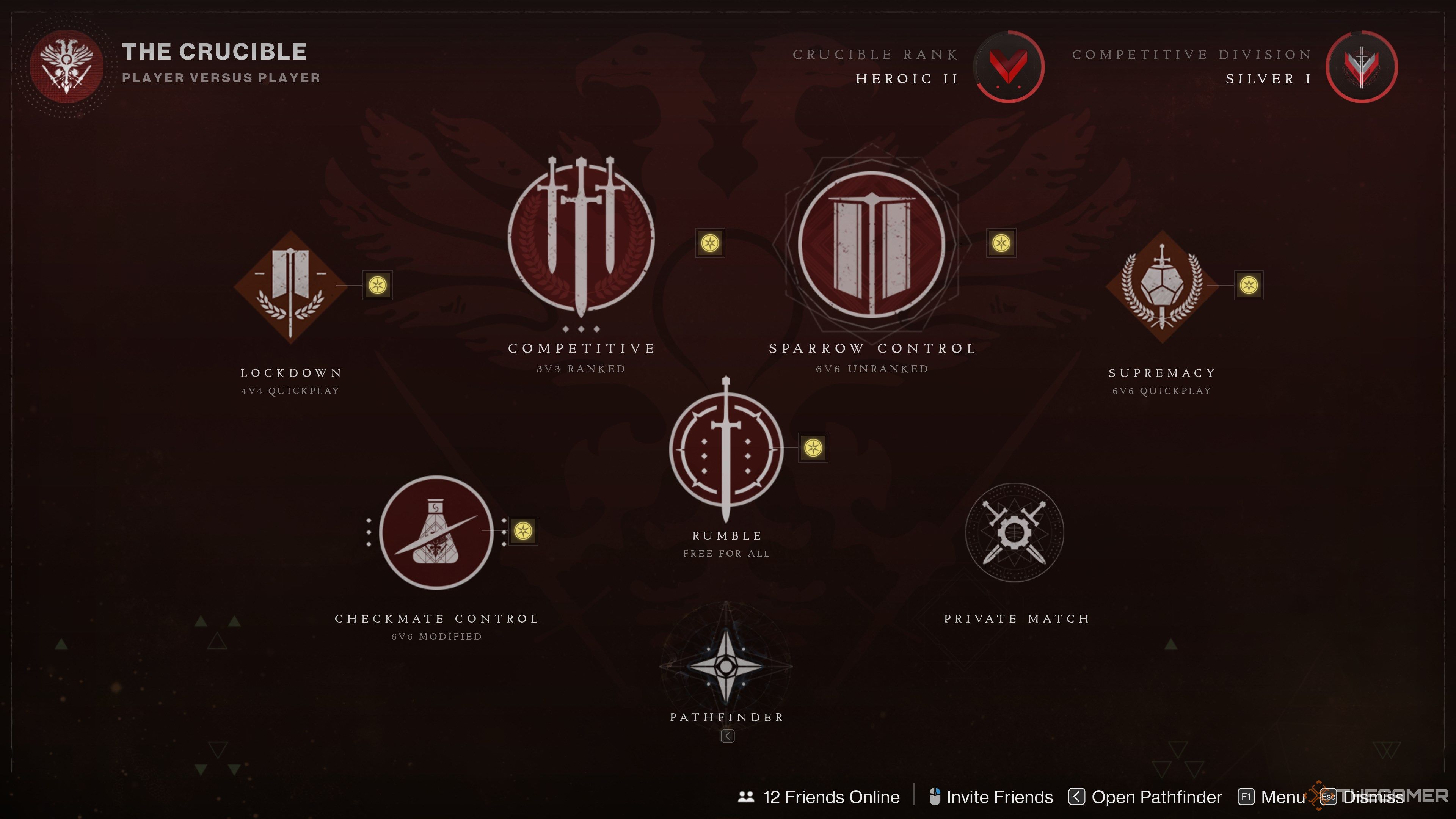 Опции плейлиста Горнила Destiny 2