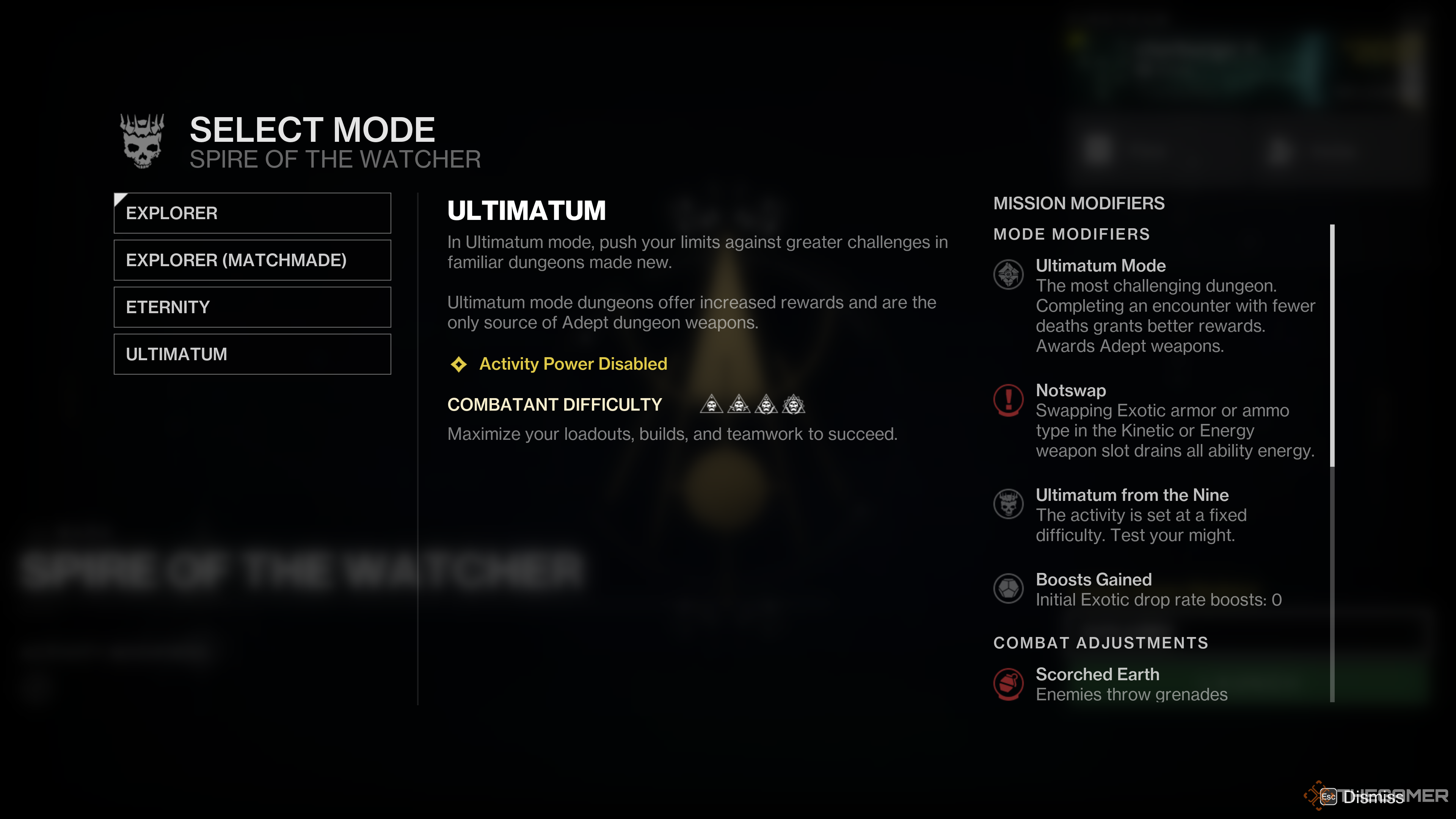 Опции сложности подземелий в Destiny 2