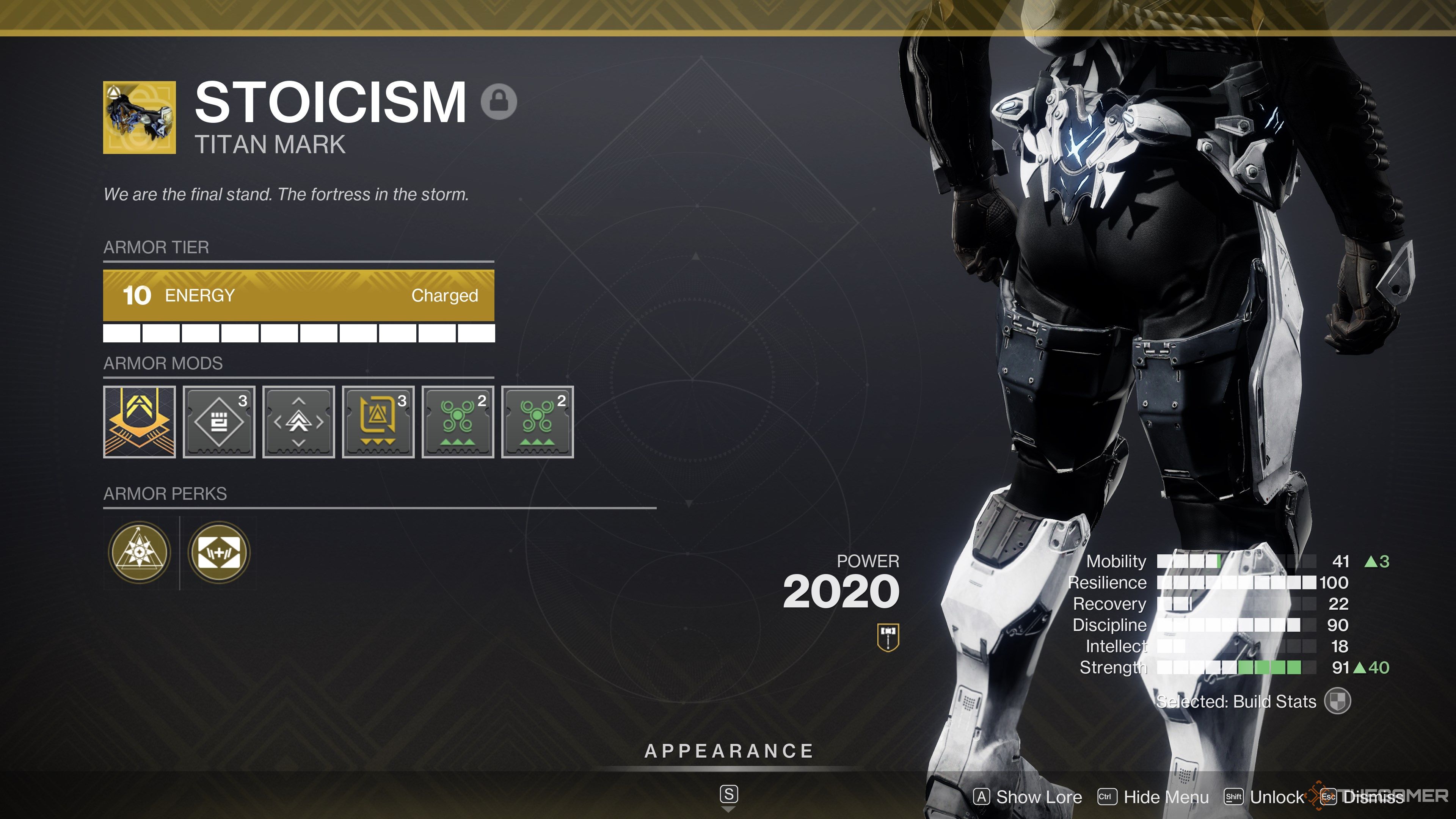 Destiny 2 Stoicism with Inmost Light and Synthoceps