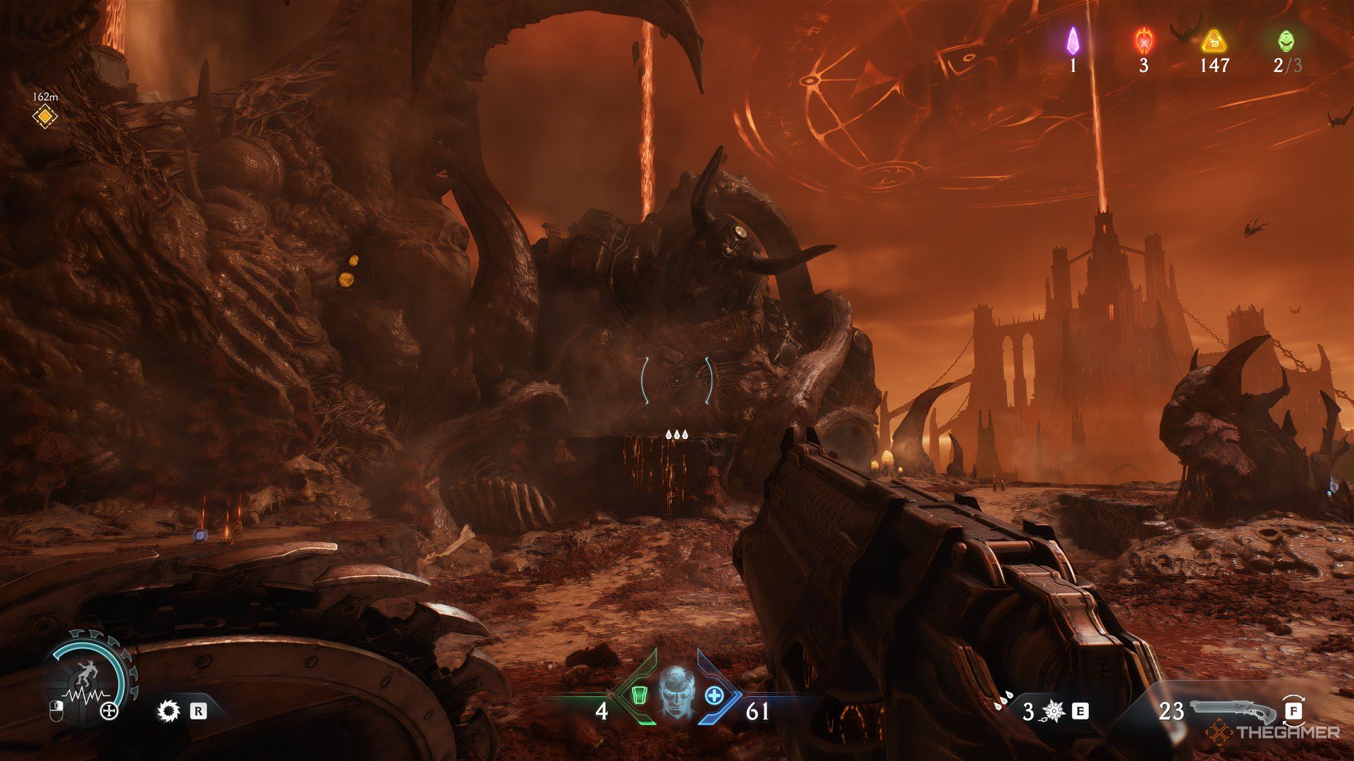 A fallen Atlan with tentacles wrapped around it in DOOM: The Dark Ages.