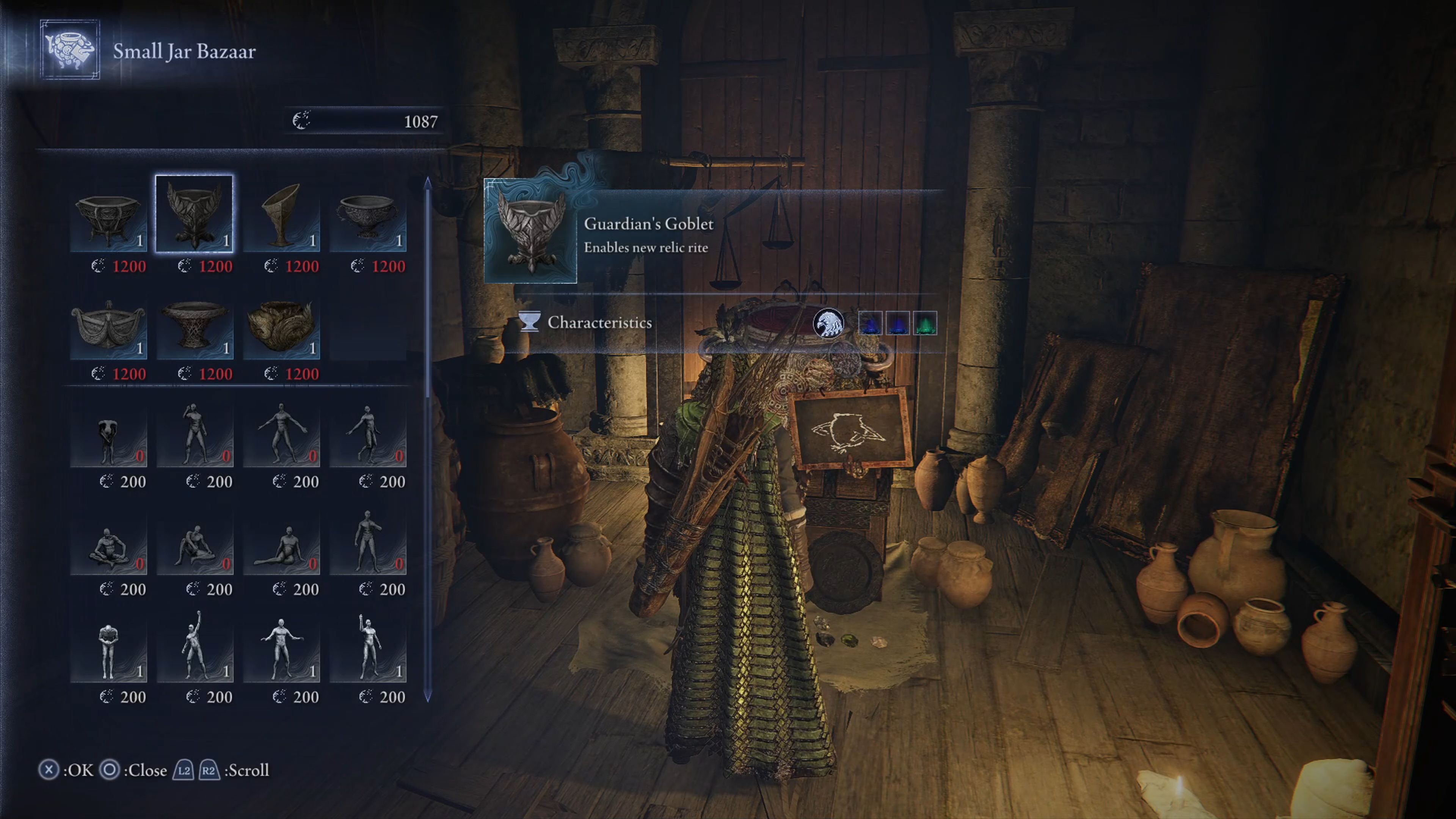 The store inventory of the Small Jar Bazaar in Elden Ring Nightreign.