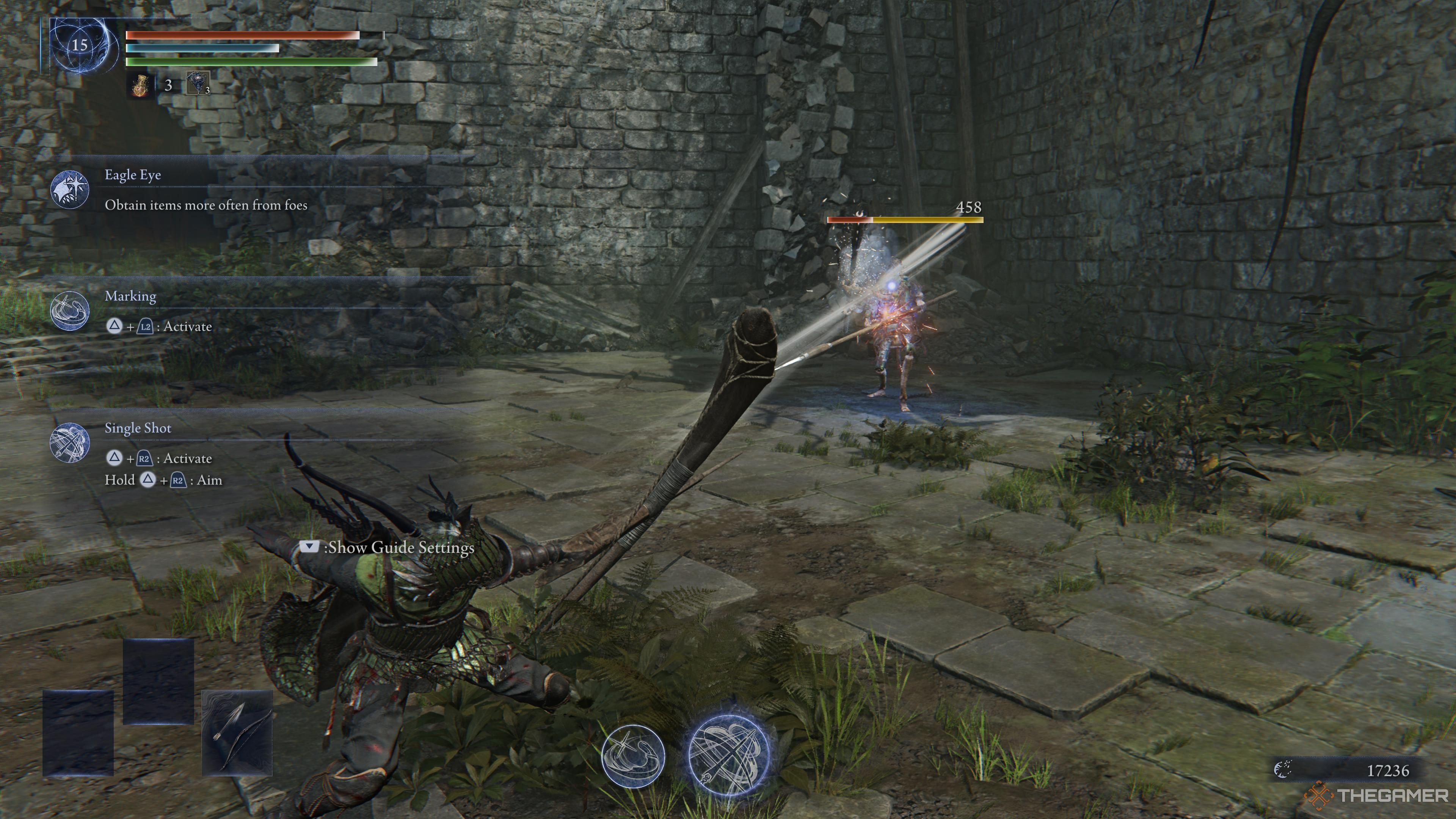 Ironeye using their ultimate art with a bow in elden ring nightreign.