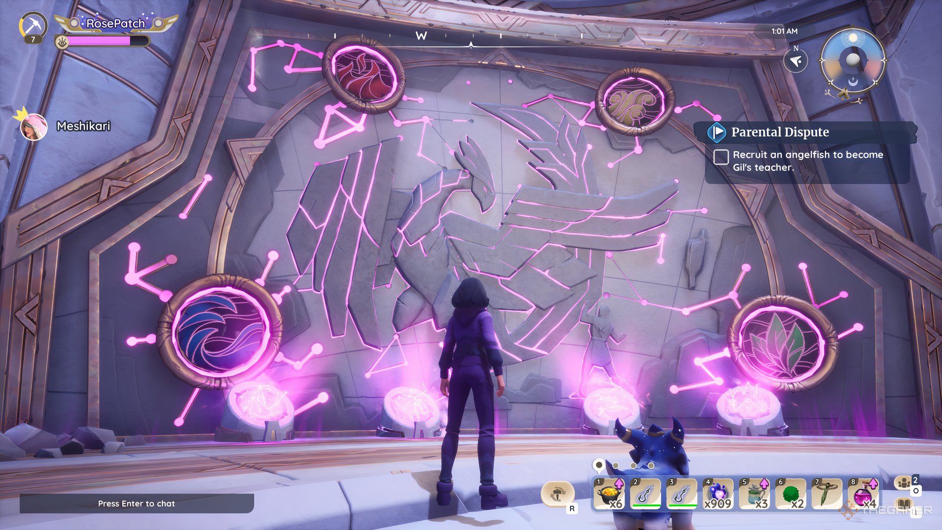 Inside The Night Sky Temple Looking At The Bundle Wall In Palia.