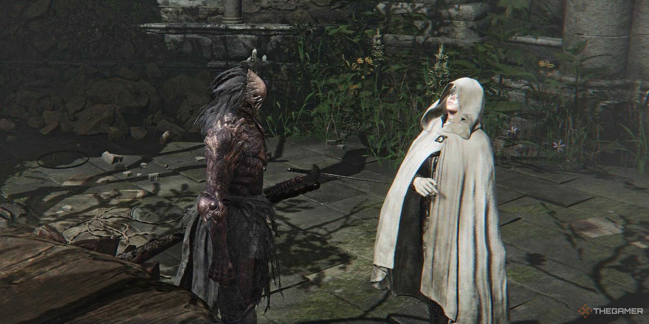 Executor in Elden Ring Nightreign speaking to the Priestess.