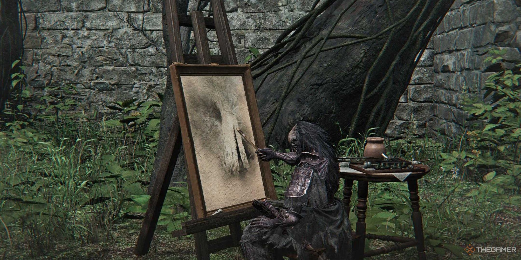 Executor painting an Erdtree in Elden Ring Nightreign.