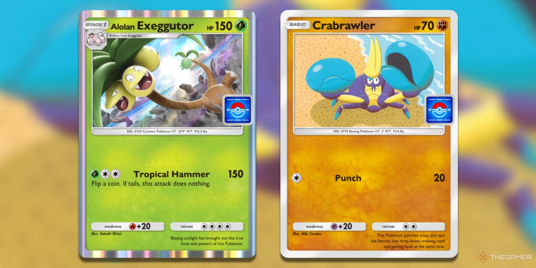 The Alolan Exeggutor and Crabrawler Promos, from Pokemon TCG Pocket.